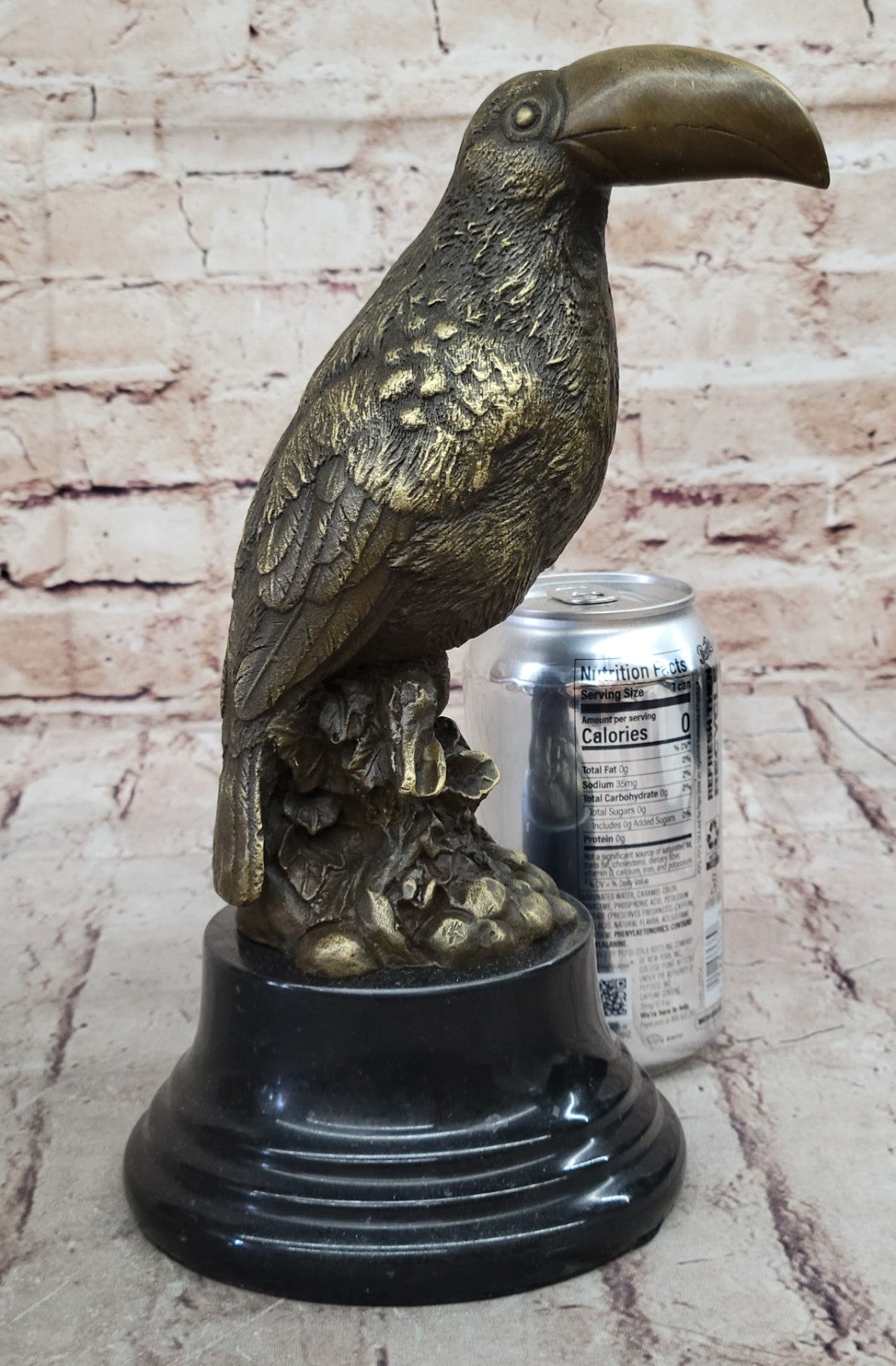 Toucan Branch Bird Handcrafted Wax Method Art Bronze Sculpture Statue Figure Art