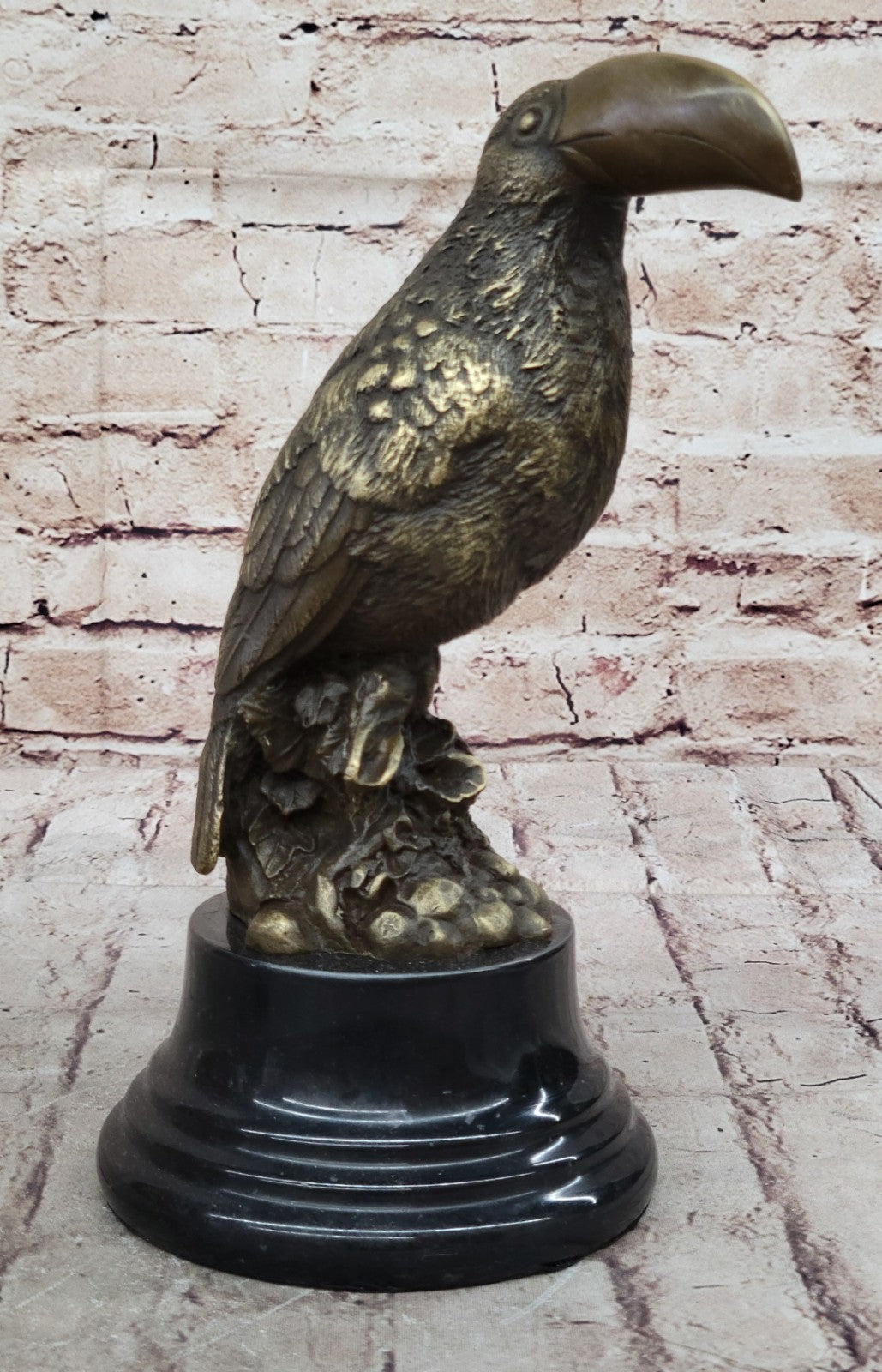 Toucan Branch Bird Handcrafted Wax Method Art Bronze Sculpture Statue Figure Art