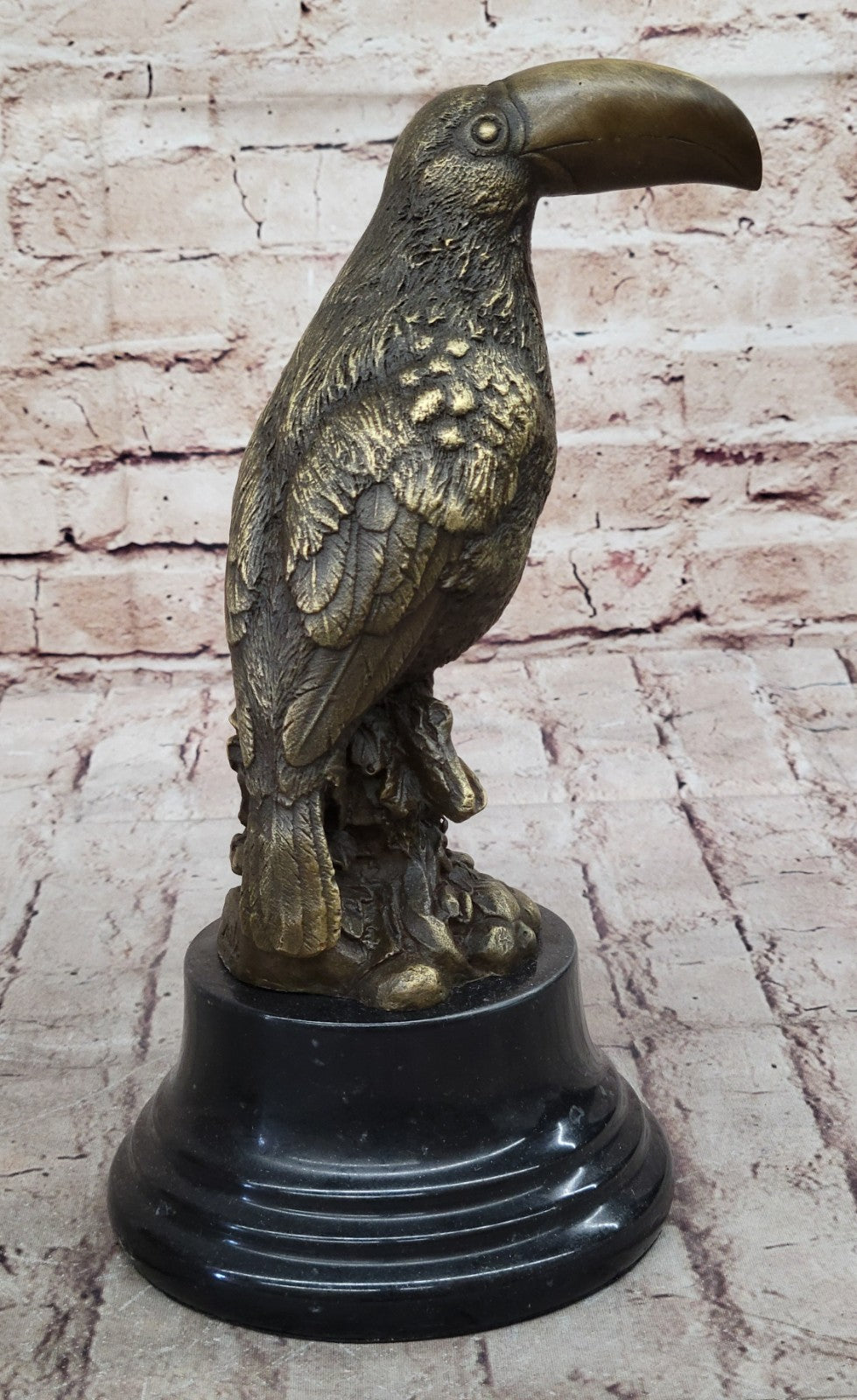 Toucan Branch Bird Handcrafted Wax Method Art Bronze Sculpture Statue Figure Art