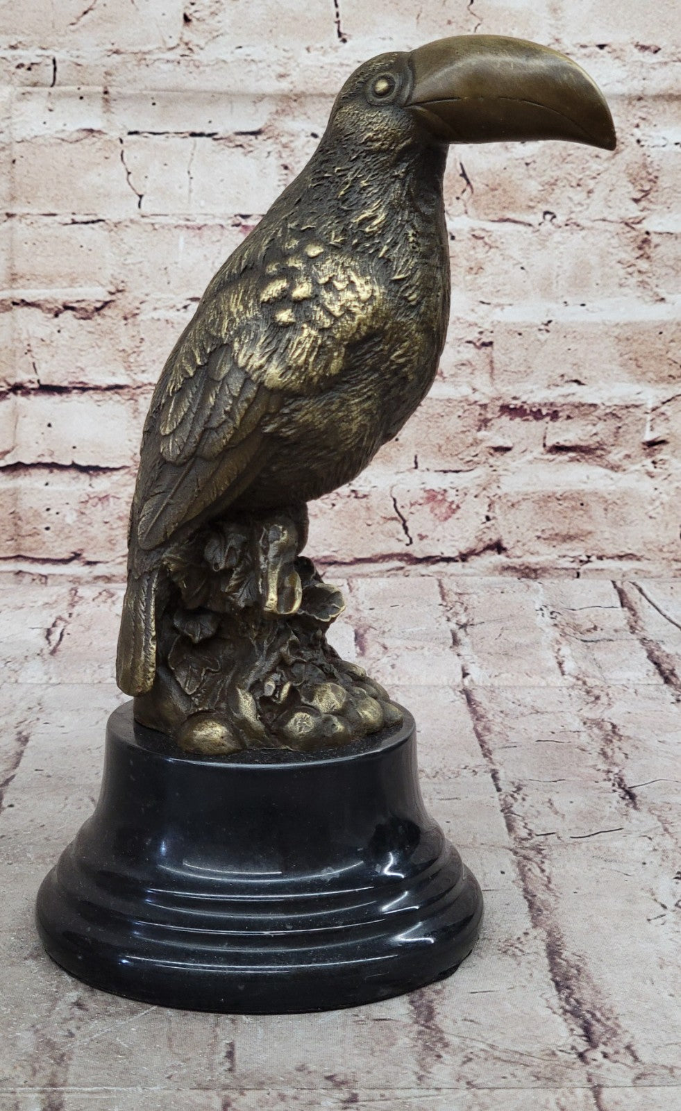 Toucan Branch Bird Handcrafted Wax Method Art Bronze Sculpture Statue Figure Art