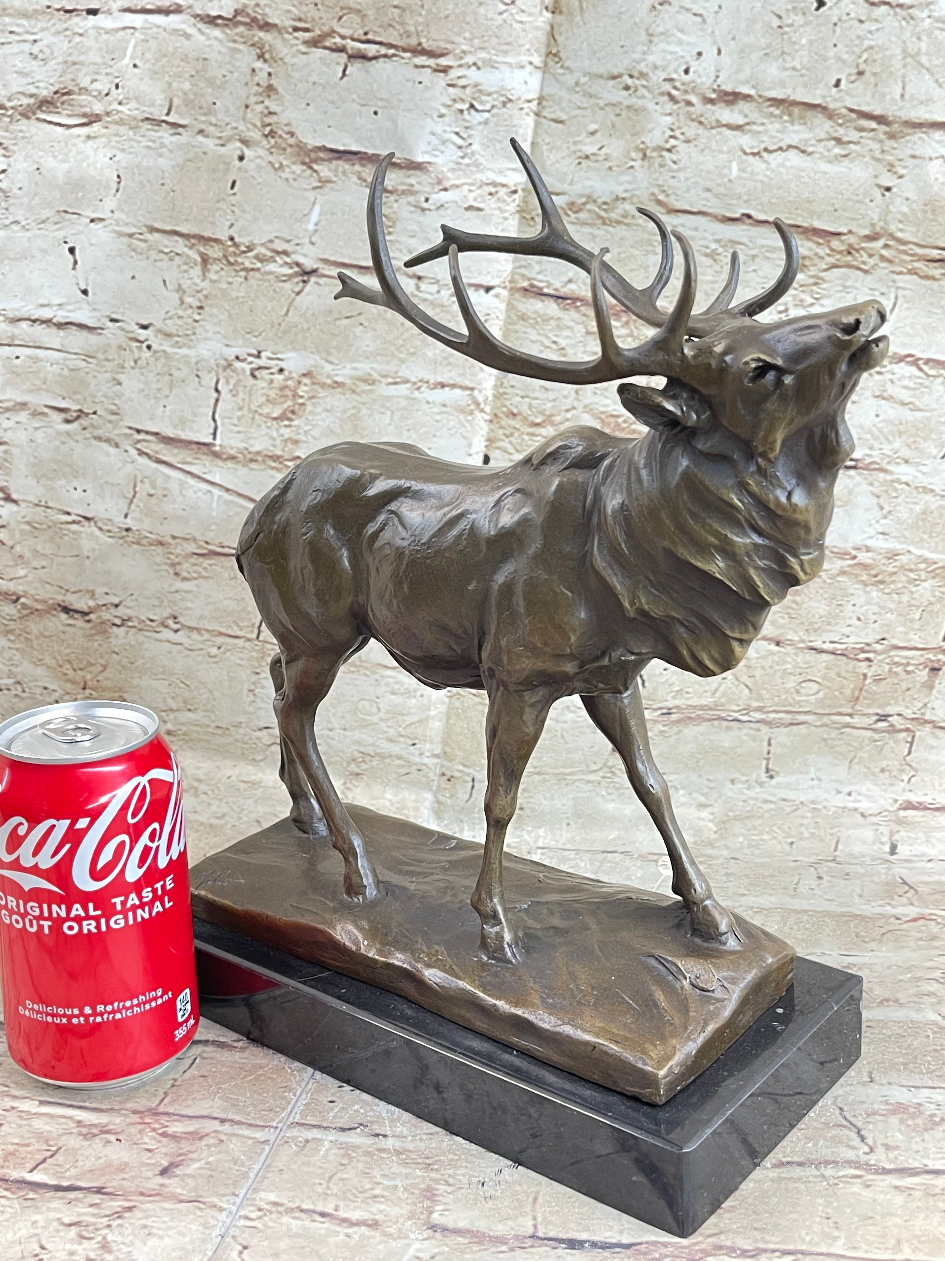 Fine Vintage Bronze Sculpture Stag Elk Signed Art Deco Period French Figurine