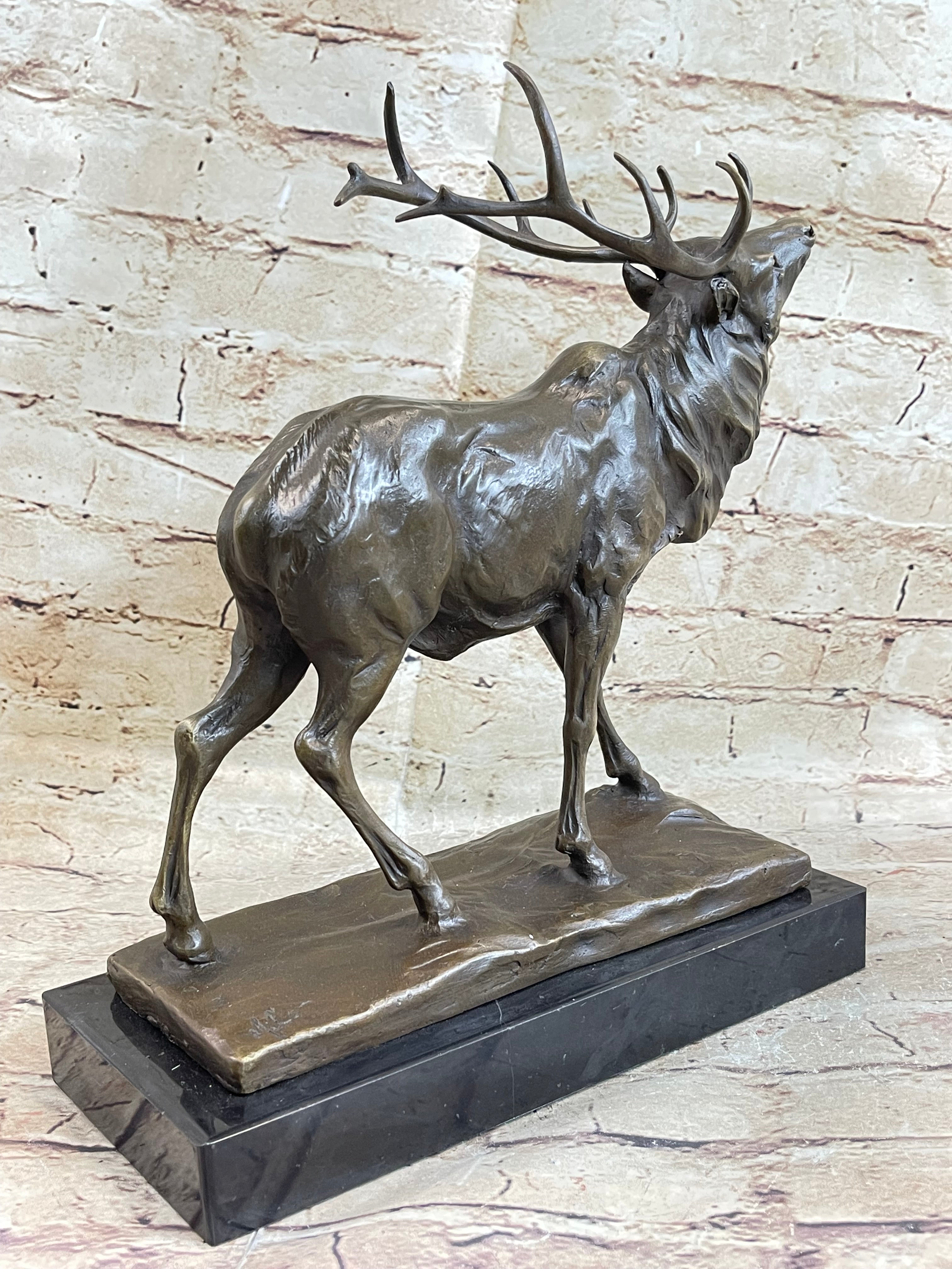 Fine Vintage Bronze Sculpture Stag Elk Signed Art Deco Period French Figurine