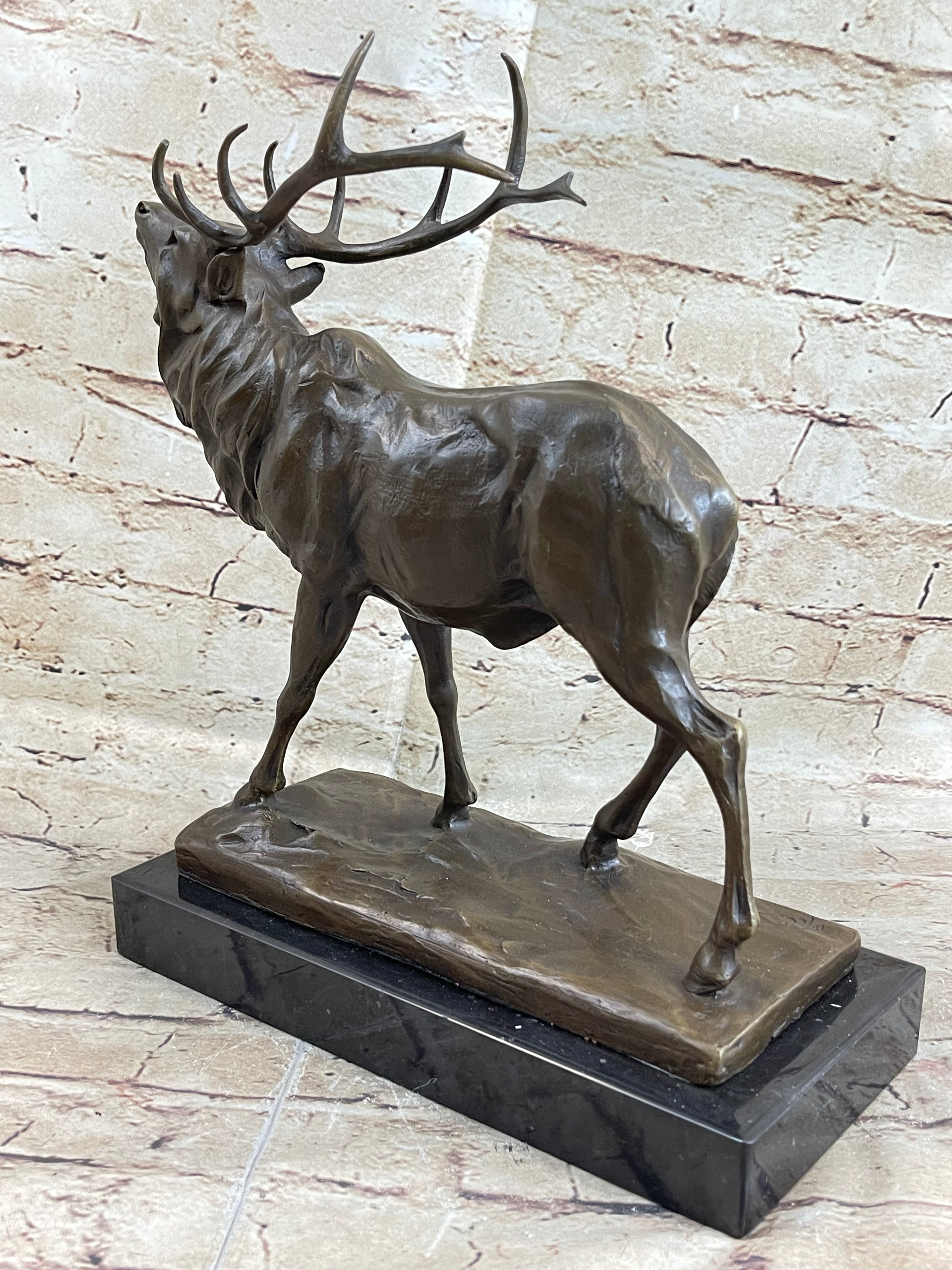 Fine Vintage Bronze Sculpture Stag Elk Signed Art Deco Period French Figurine