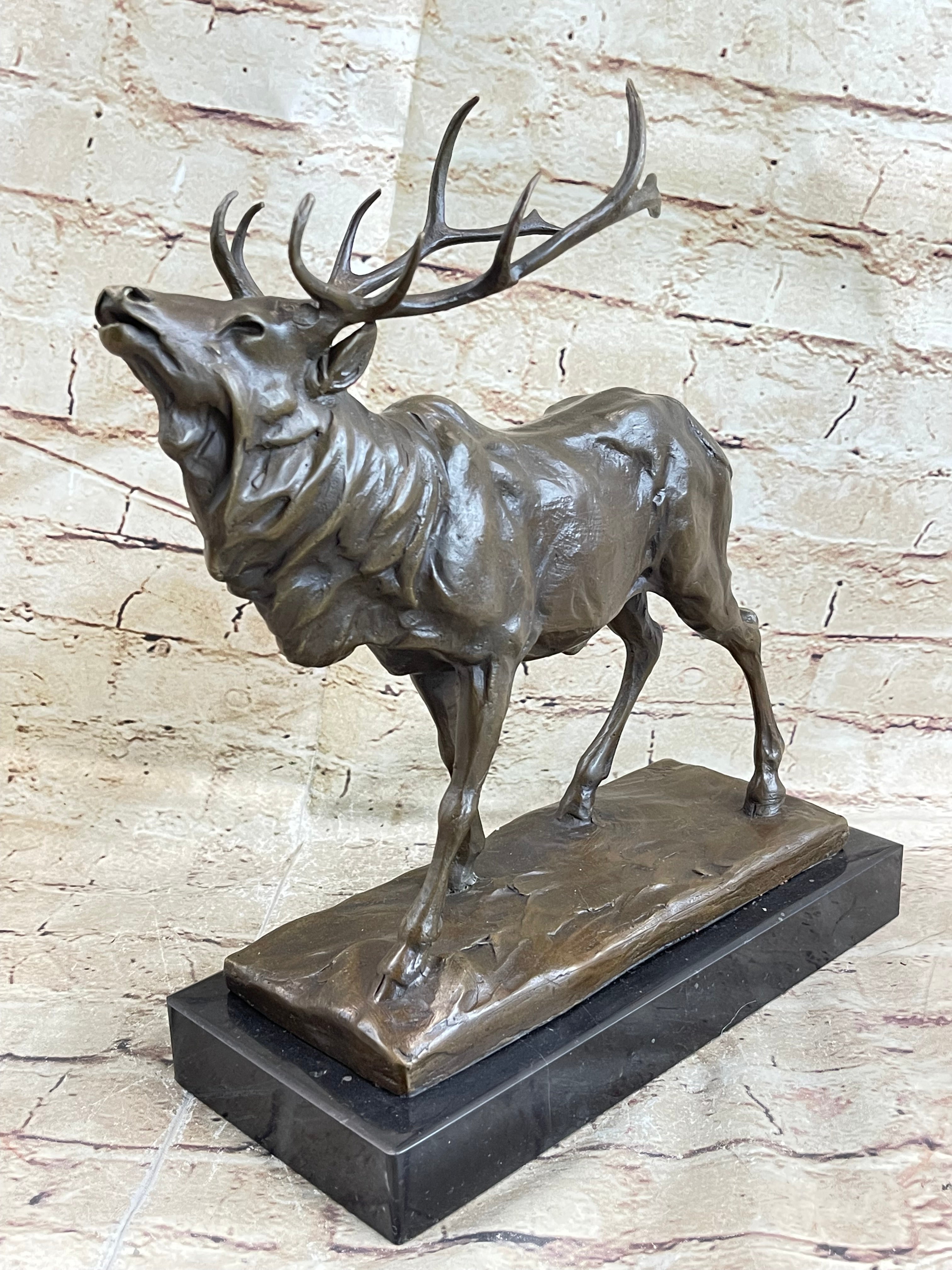 Fine Vintage Bronze Sculpture Stag Elk Signed Art Deco Period French Figurine
