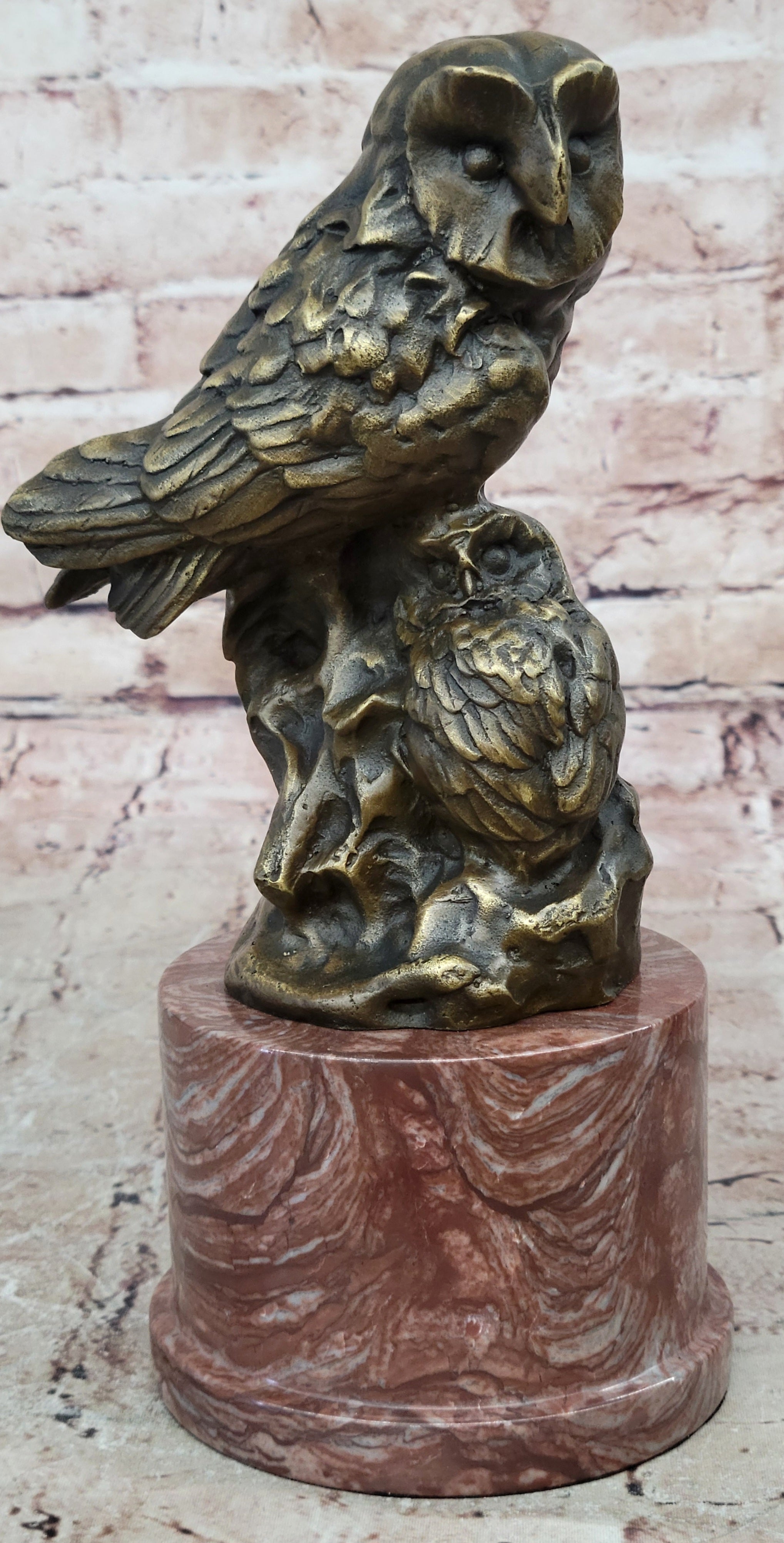 Bronze Sculpture Art Deco 2 Owls Animal Birds Wildlife Hot Cast Home Decor Sale