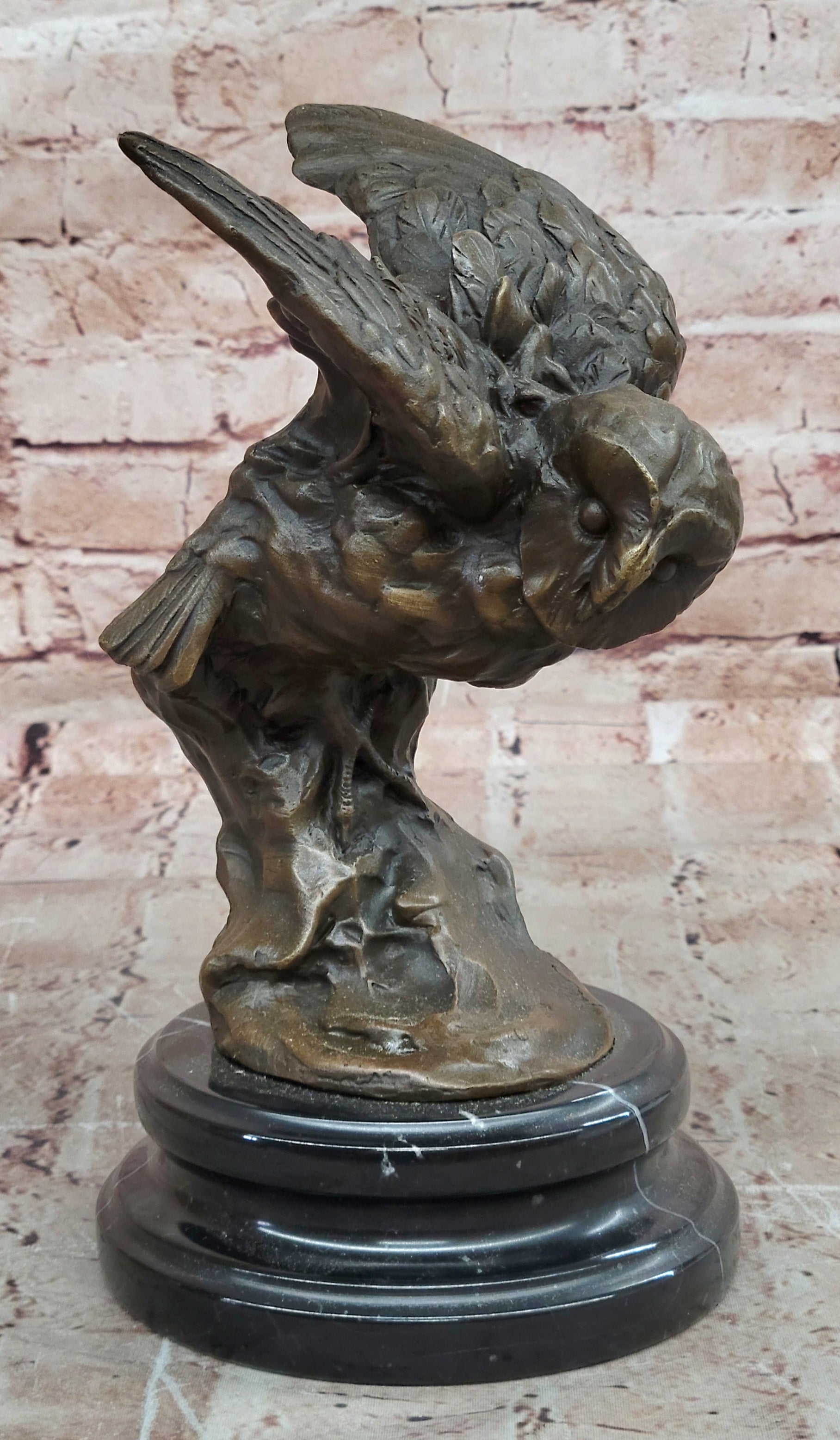 Milo Flying Owl Bronze Sculpture Desk Statue Animal Collectible Hot Cast