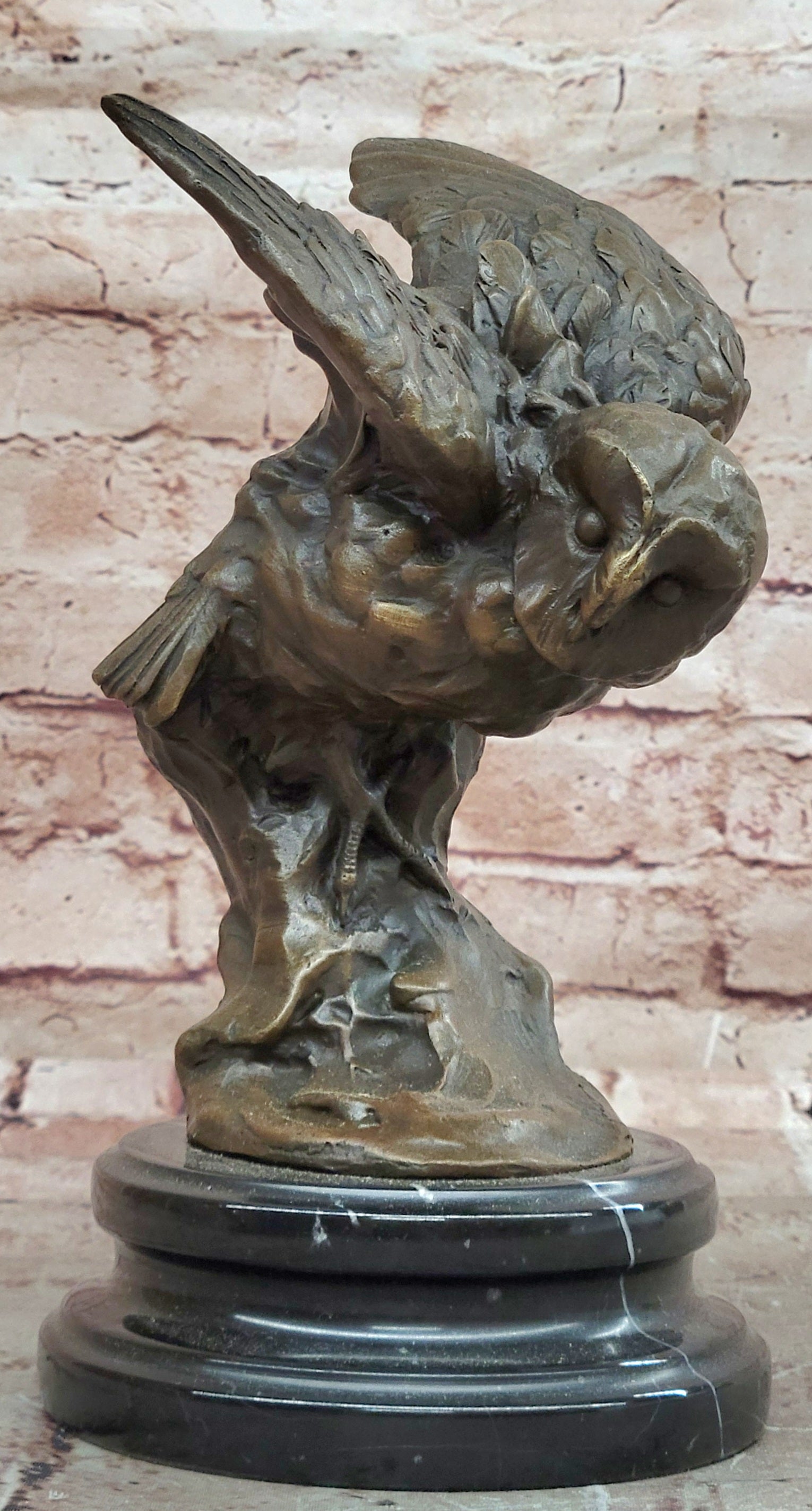 Milo Flying Owl Bronze Sculpture Desk Statue Animal Collectible Hot Cast