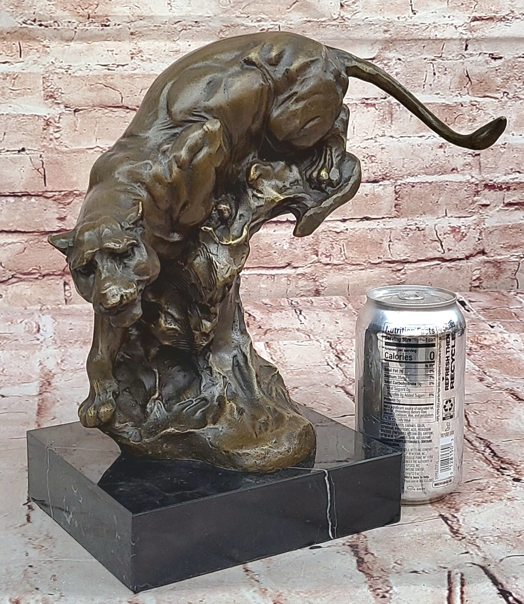 BLACK PANTHER SEXY WILD CAT BRONZE SCULPTURE BY SPANISH ARTIST MILO FIGURE ART