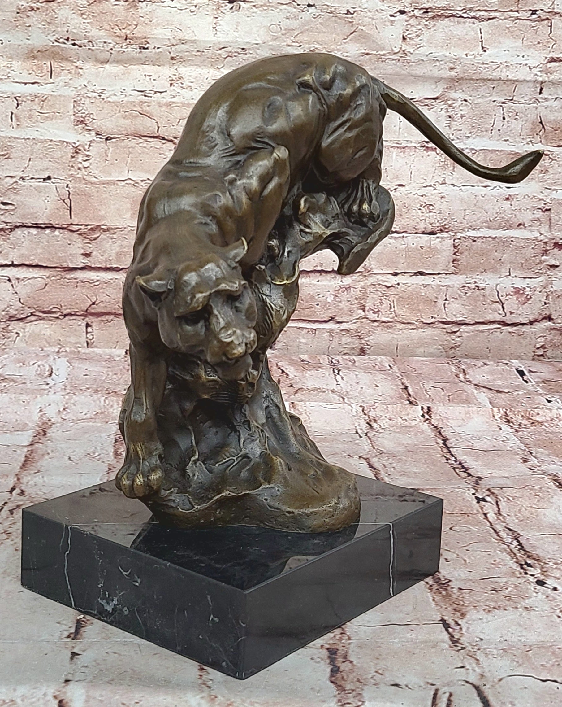 BLACK PANTHER SEXY WILD CAT BRONZE SCULPTURE BY SPANISH ARTIST MILO FIGURE ART