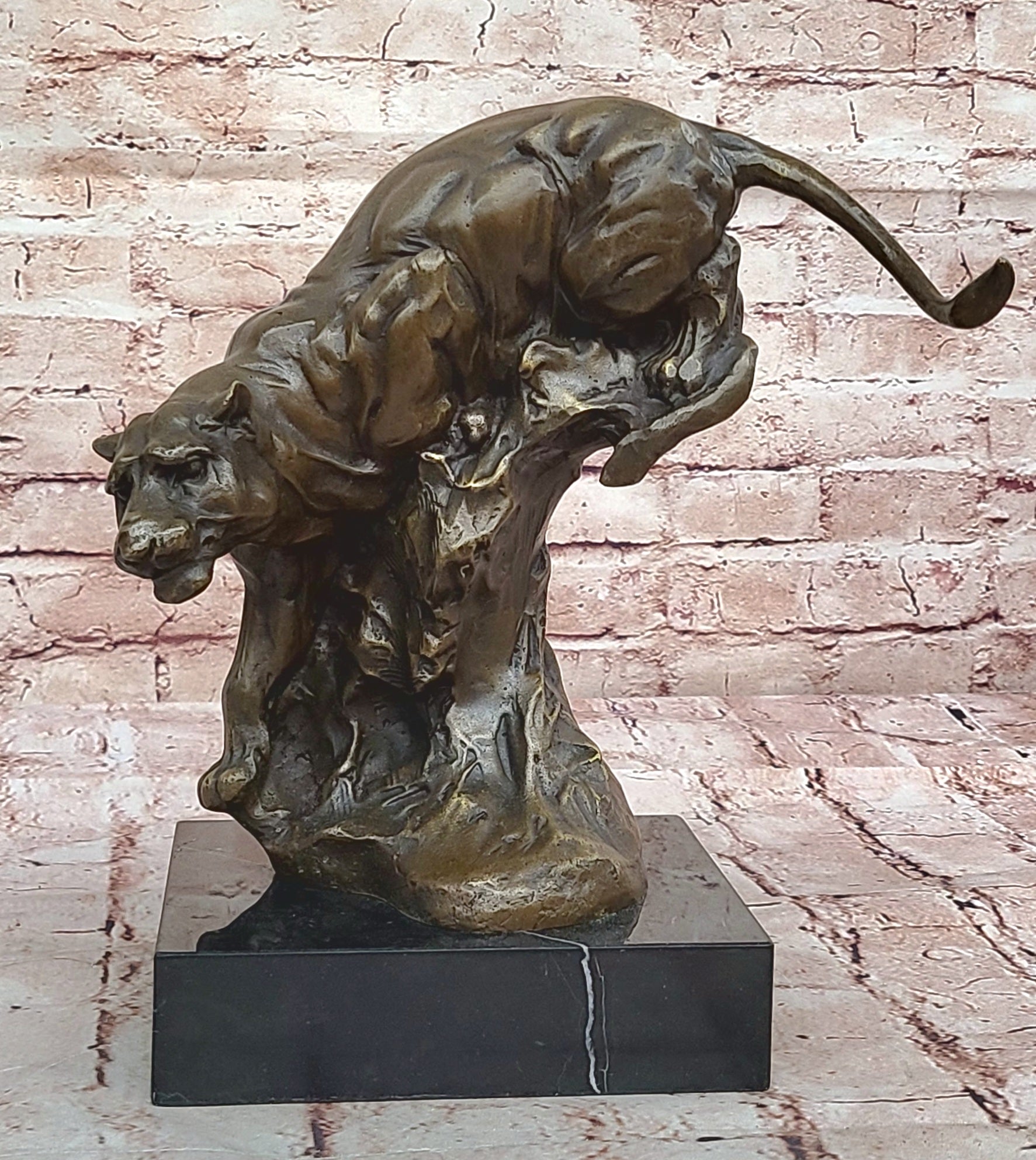 BLACK PANTHER SEXY WILD CAT BRONZE SCULPTURE BY SPANISH ARTIST MILO FIGURE ART