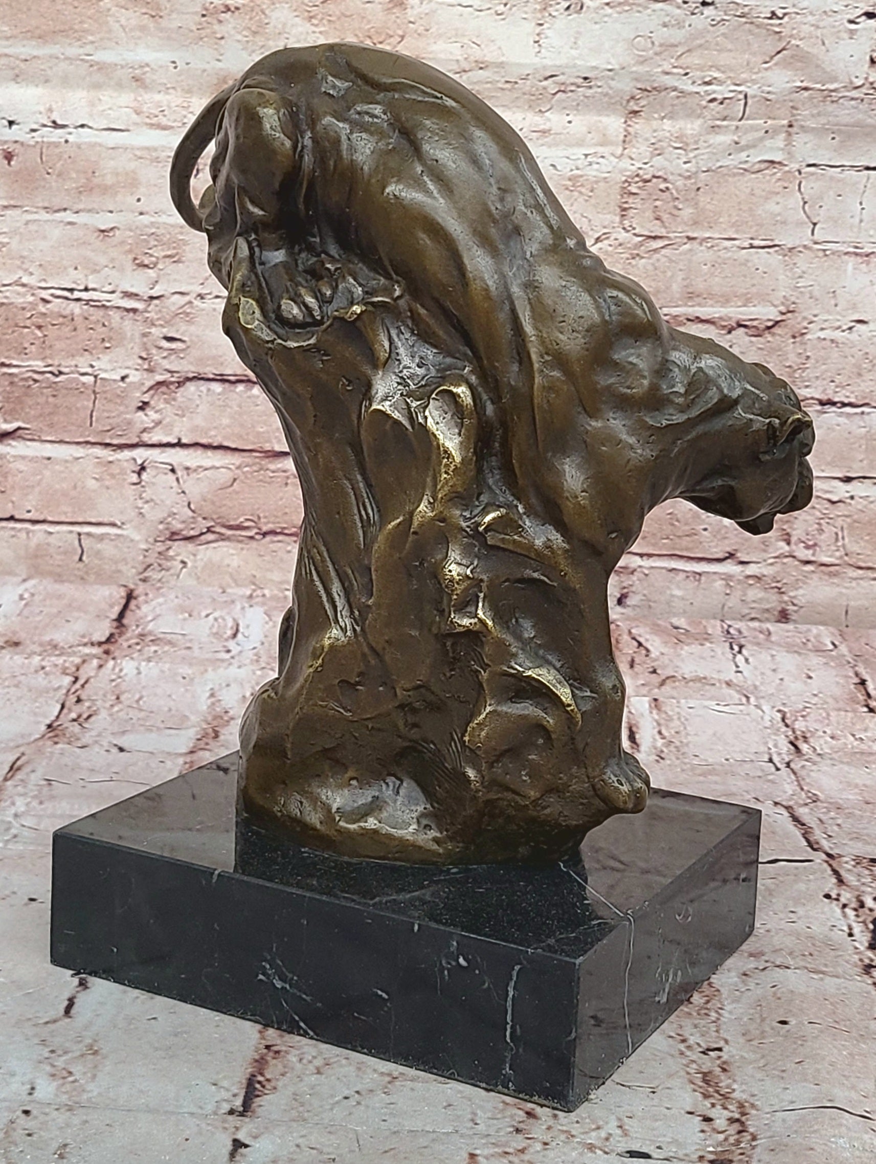 BLACK PANTHER SEXY WILD CAT BRONZE SCULPTURE BY SPANISH ARTIST MILO FIGURE ART