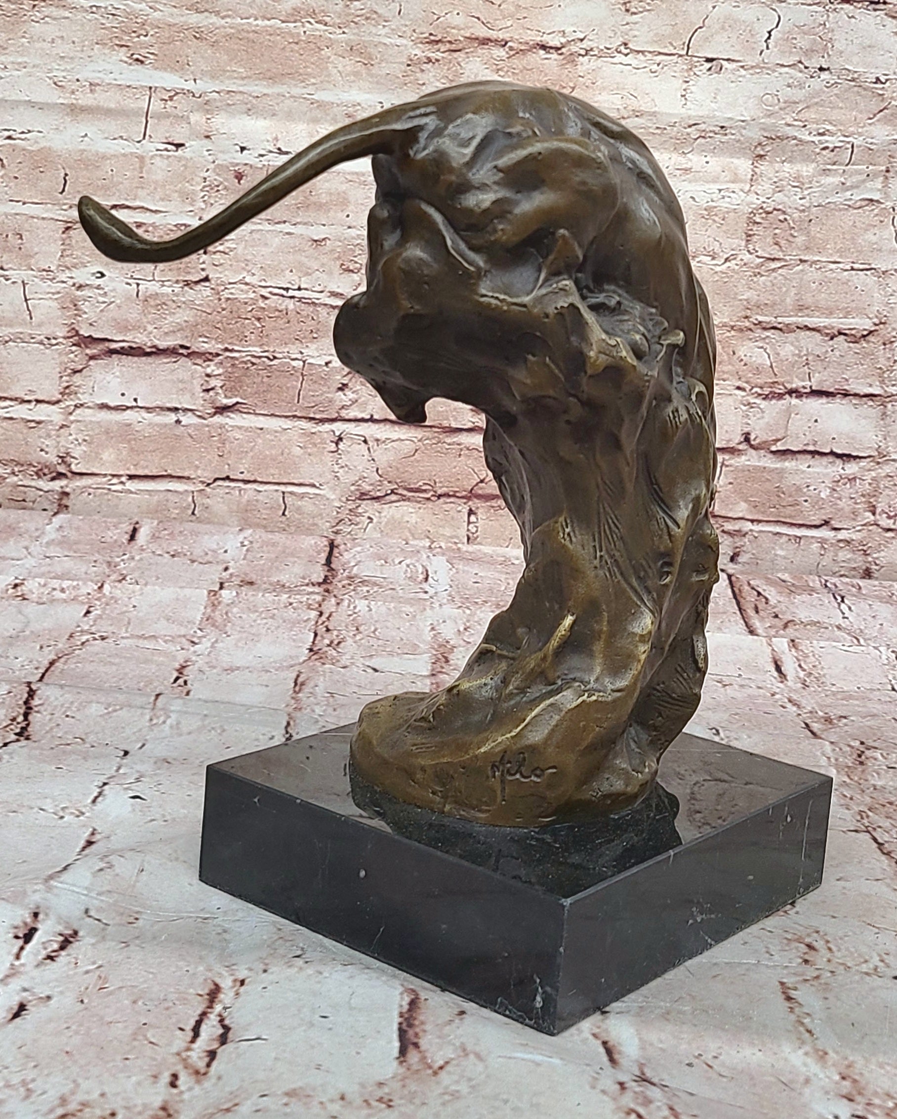 BLACK PANTHER SEXY WILD CAT BRONZE SCULPTURE BY SPANISH ARTIST MILO FIGURE ART
