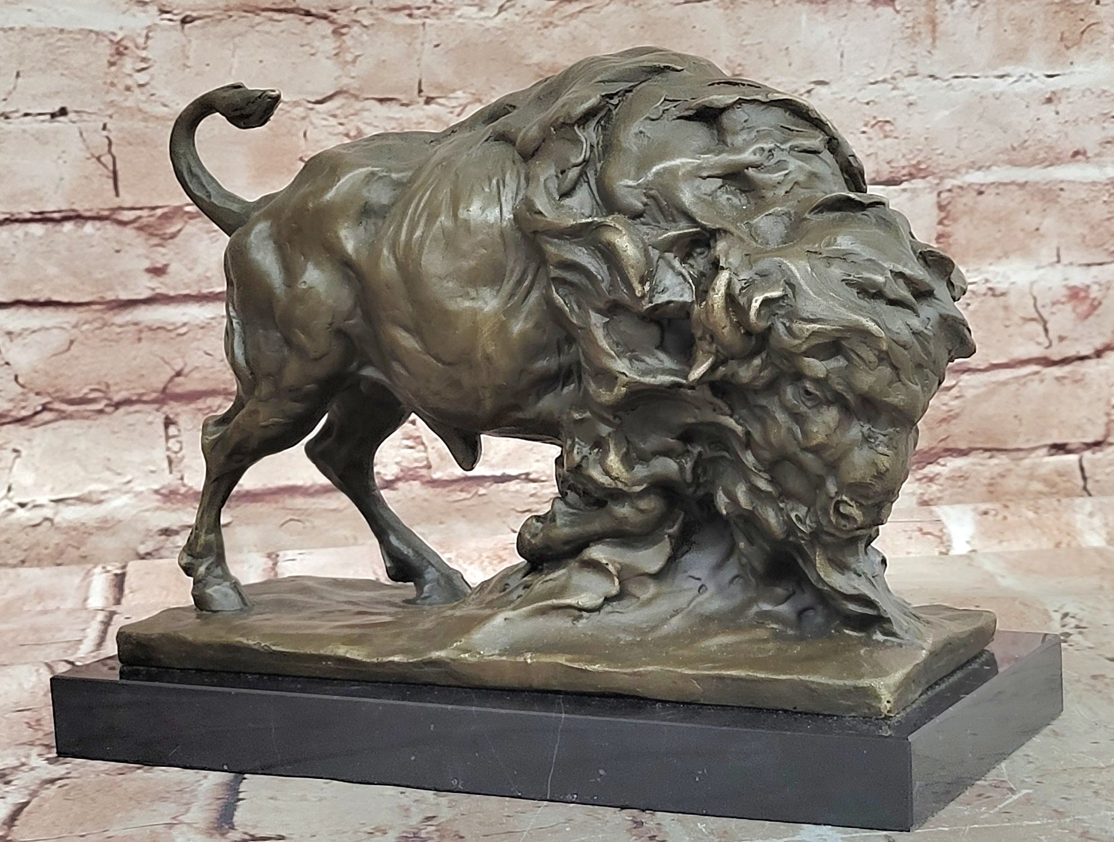 Original Milo Bronze Bison Bull Sculpture Hot Cast Animal Figurine Gift