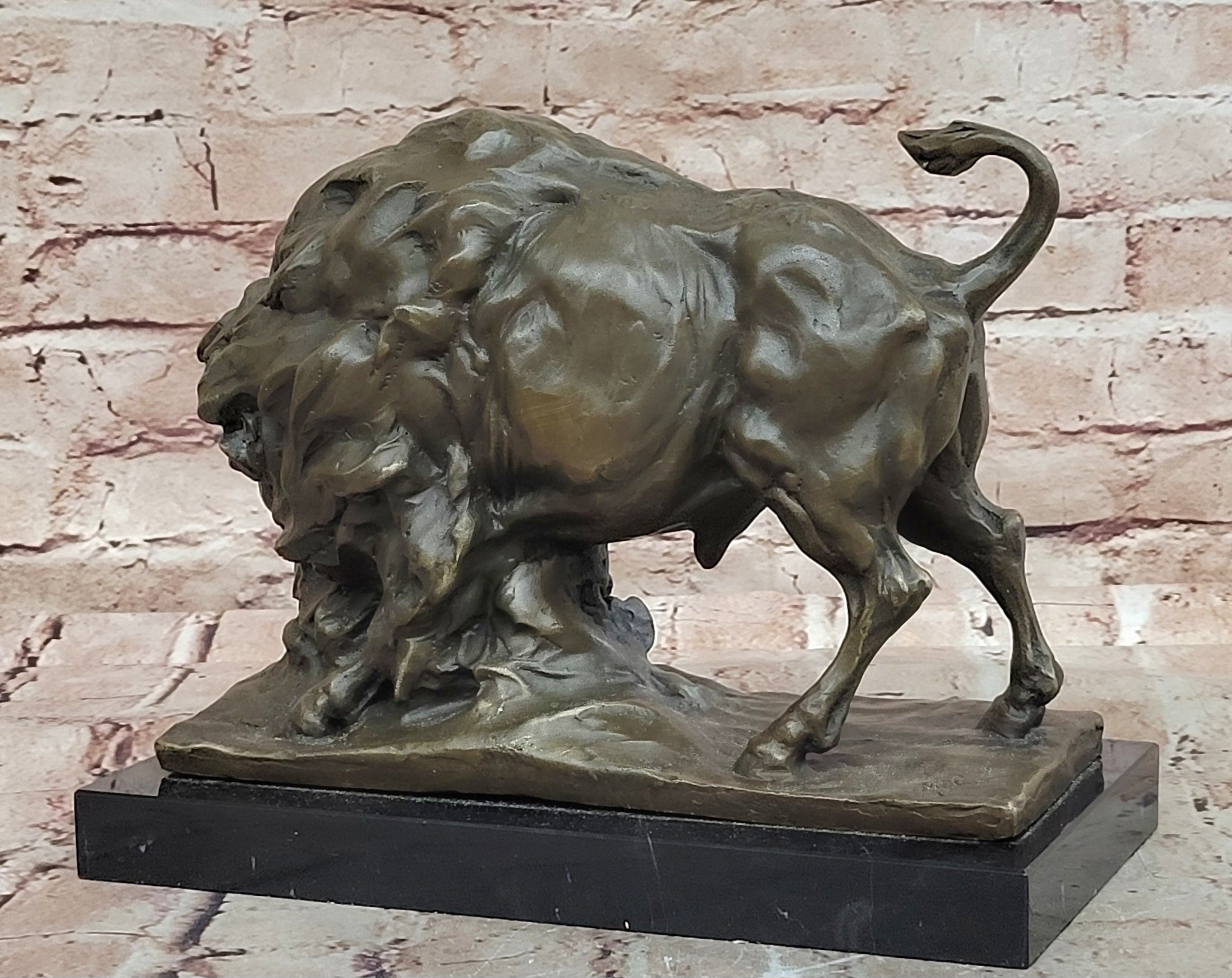 Original Milo Bronze Bison Bull Sculpture Hot Cast Animal Figurine Gift