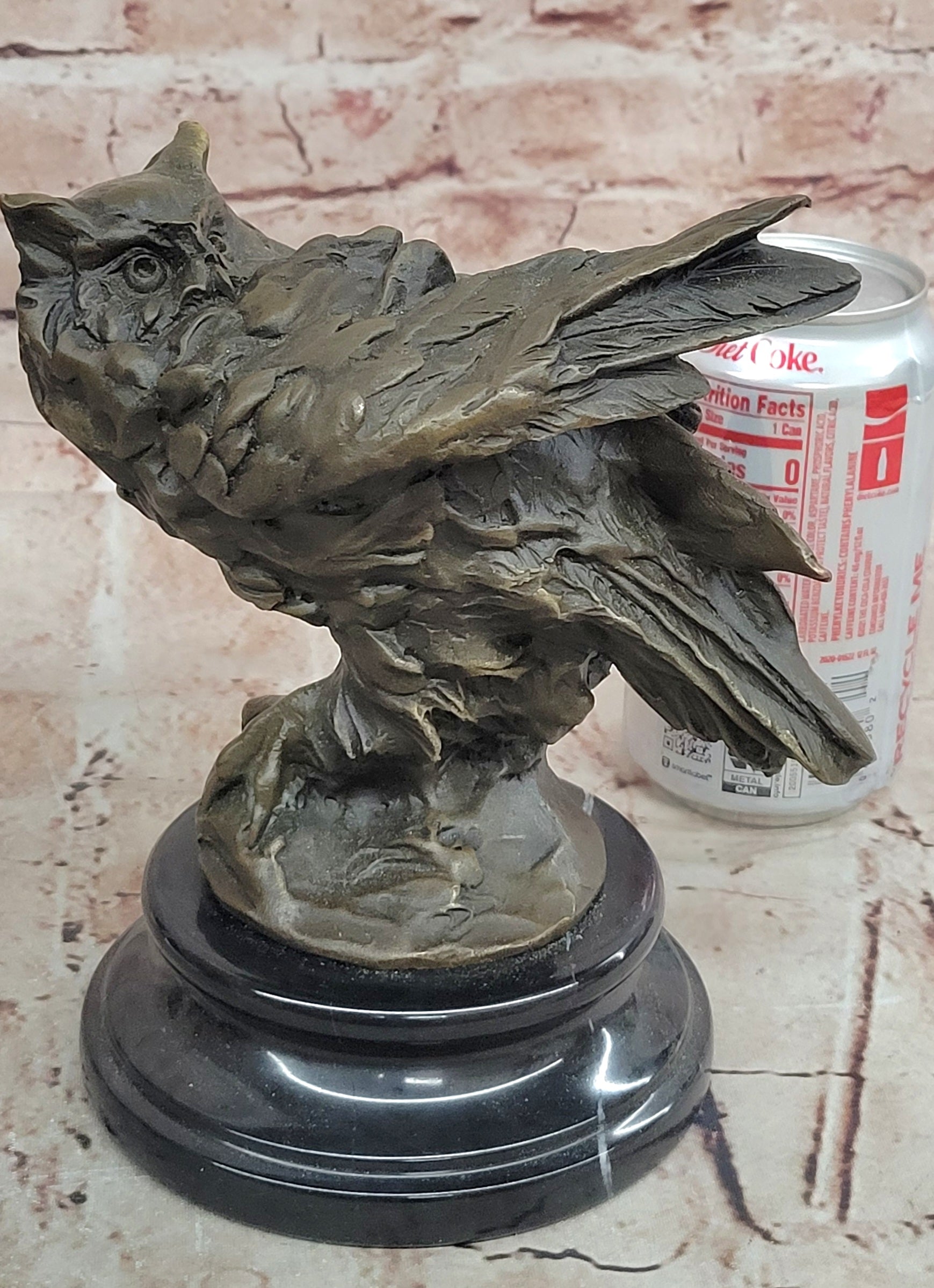 Hand Made Miguel Lopez Bronze Owl on Prey Sculpture Hot Cast Lost Wax Figurine