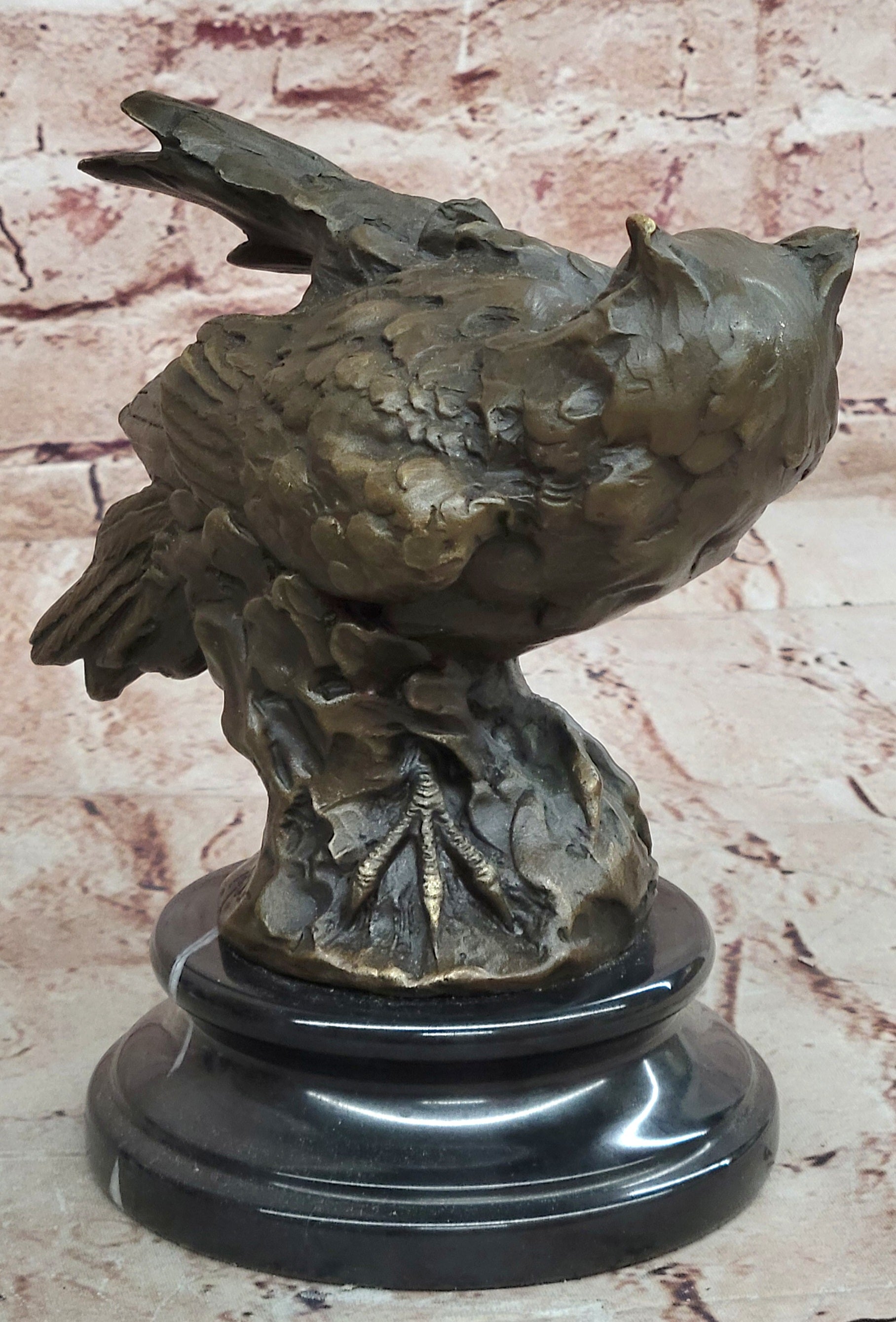 Hand Made Miguel Lopez Bronze Owl on Prey Sculpture Hot Cast Lost Wax Figurine