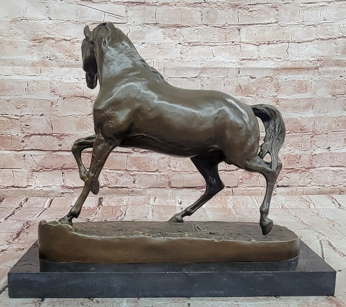 Handmade Bronze Prancing Stallion Horse Barye Mustang Art