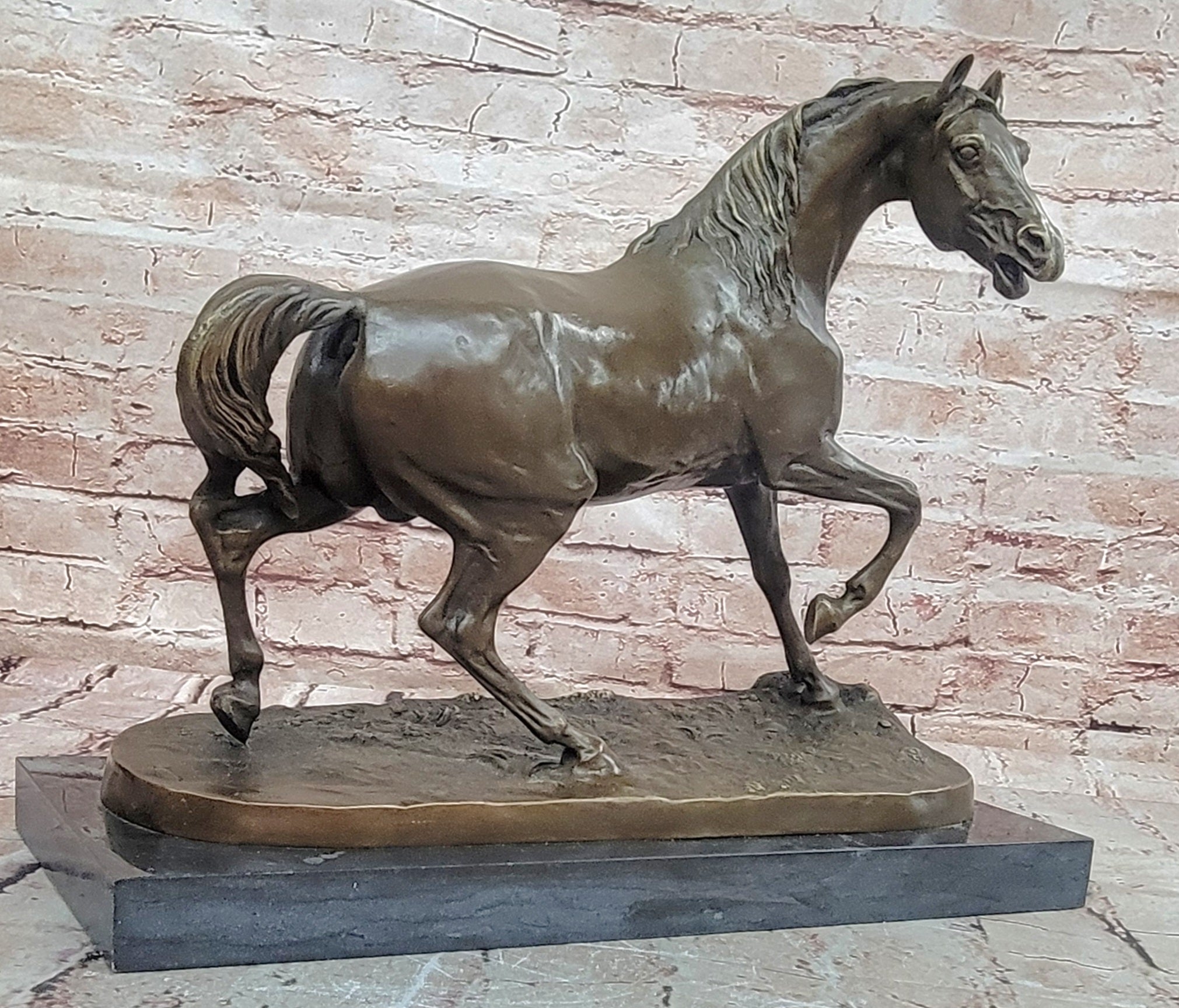 Hand Made Bronze Prancing Stallion Horse Barye Mustang Collectible Art