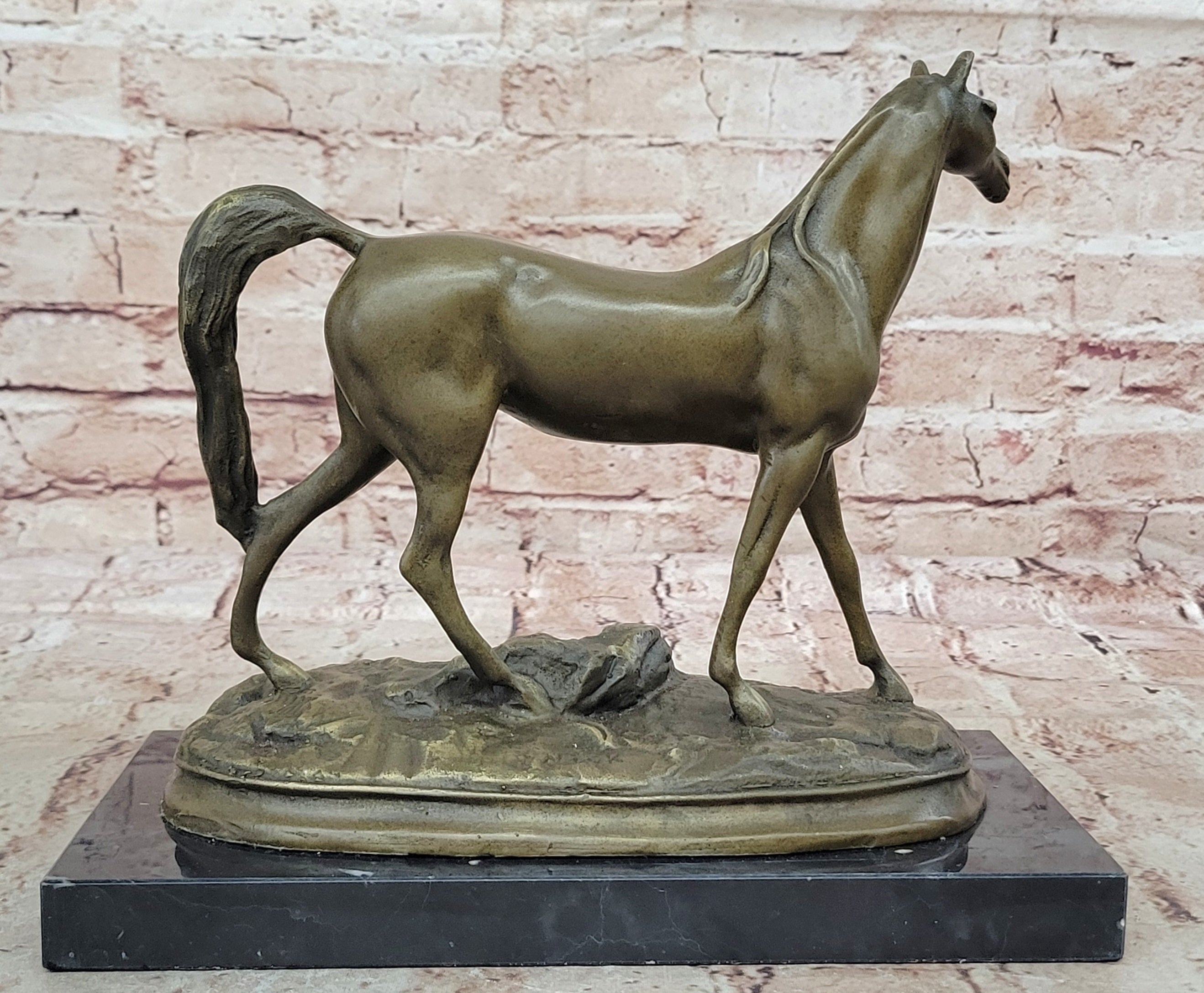 Art Deco Collector Edition Stallion Wild Arabian Horse Trophy Bronze Sculpture