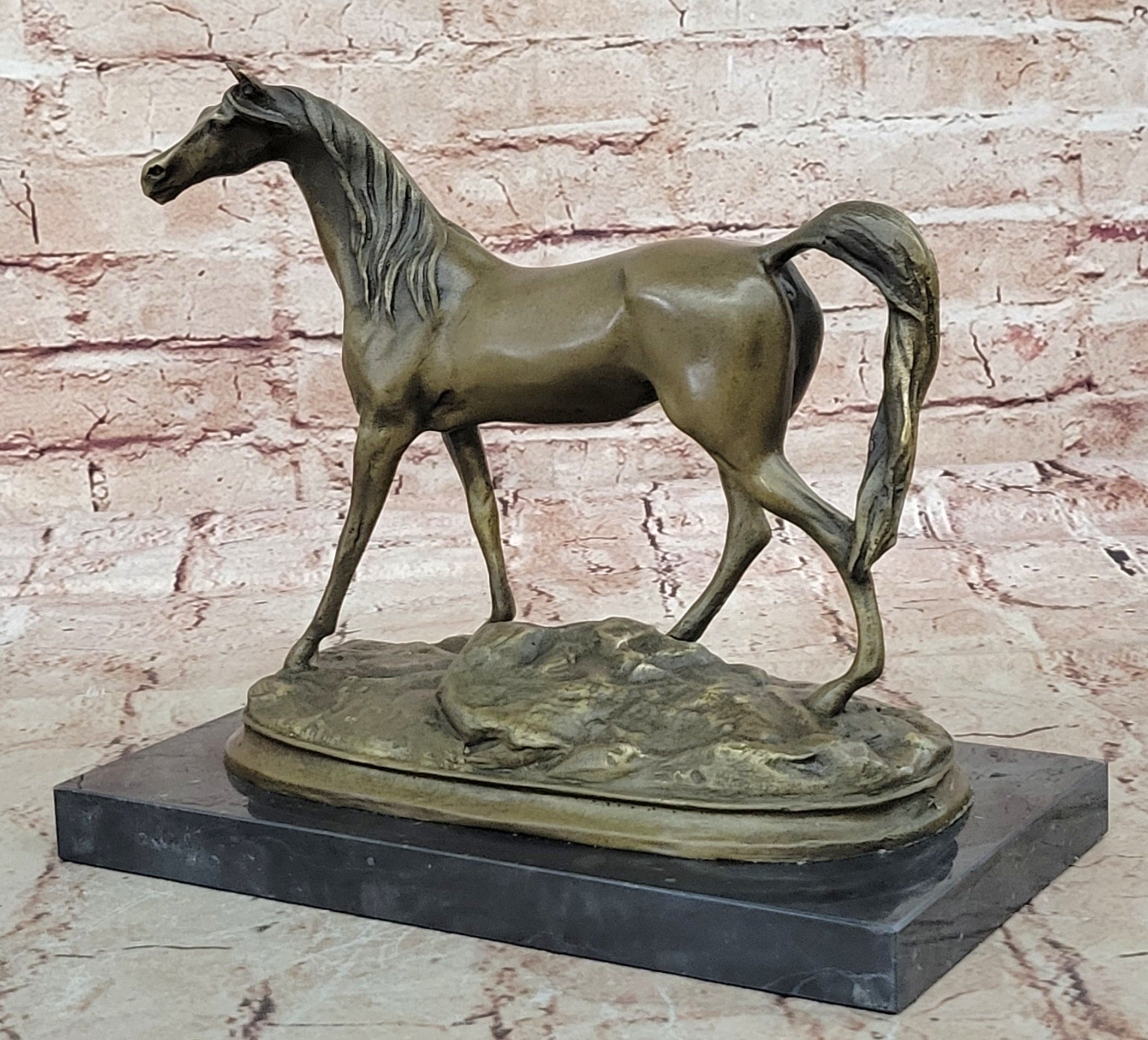 Art Deco Collector Edition Stallion Wild Arabian Horse Trophy Bronze Sculpture