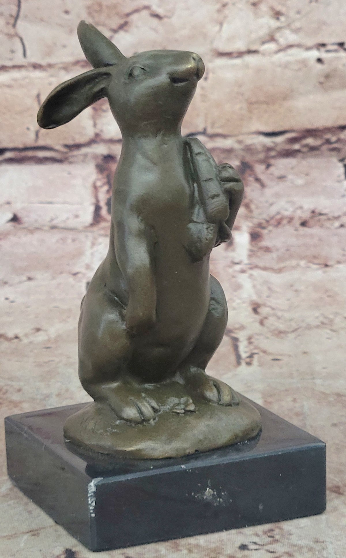 Handcrafted bronze sculpture SALE Carrot W/ Bunny European Milo`S Art Deco Decor