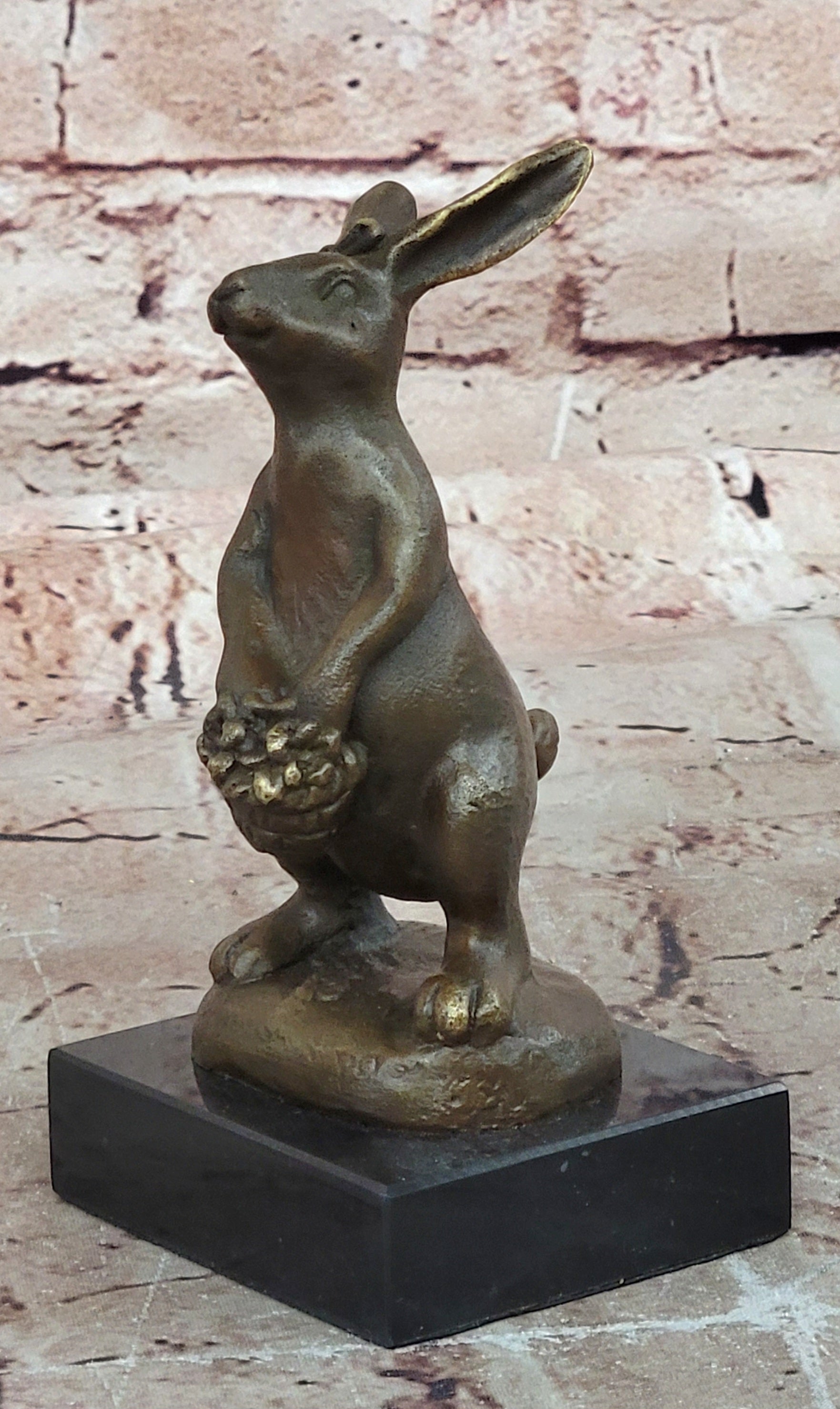 Cast Iron Bunny Rabbit Garden Statue Patio Yard Bronze Handcrafted Detailed Sale