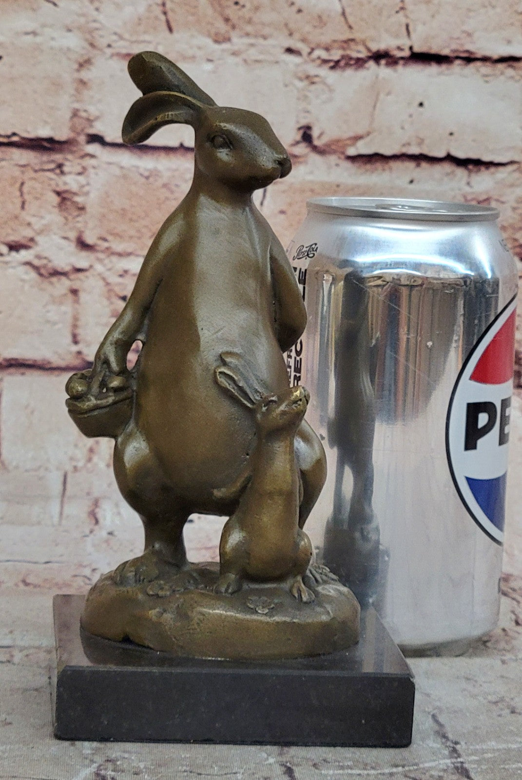 Bronze Sculpture Signed Original Milo Rabbit and Baby Girl Bronze Sculpture Stat