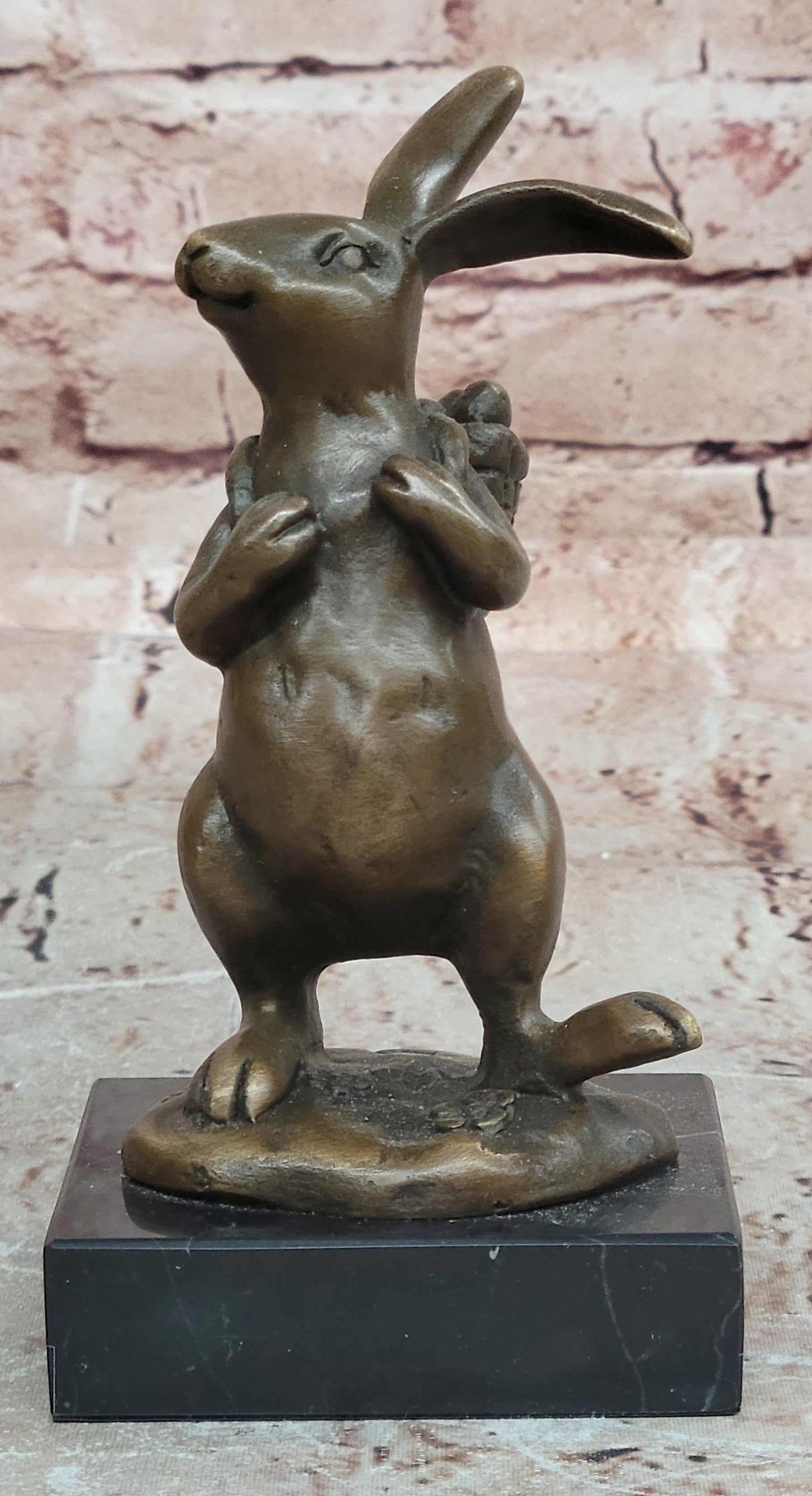Cast Iron Bunny Rabbit Garden Statue Patio Yard Bronze Handcrafted Detailed Sale