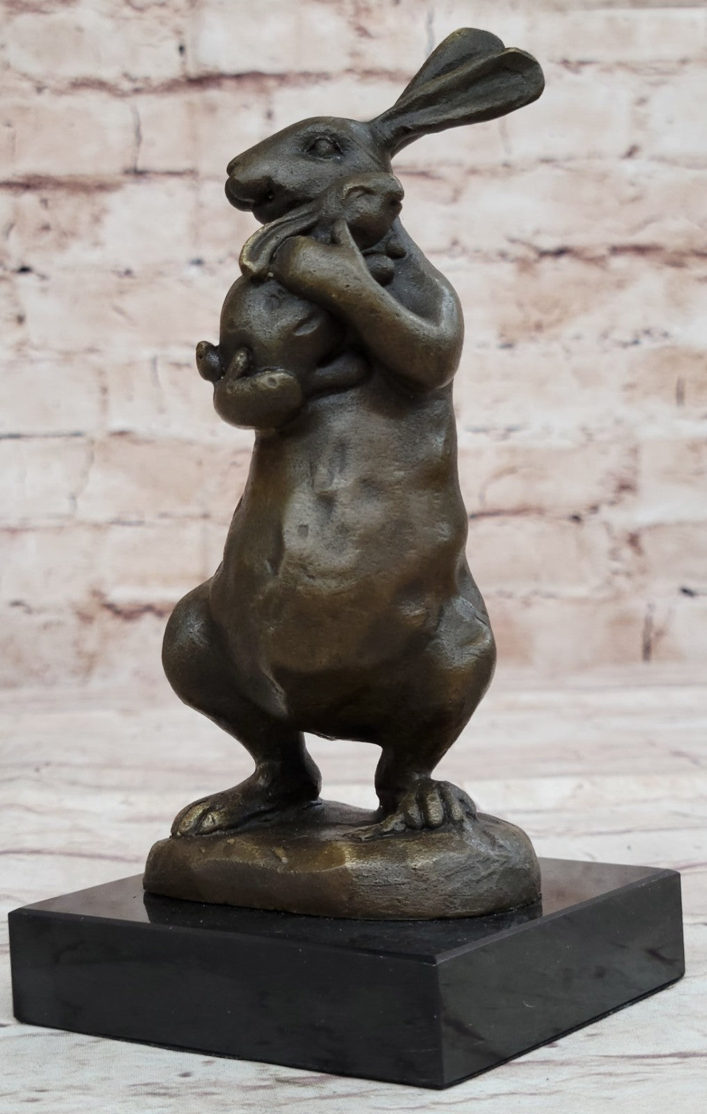 Vienna Bronze Rabbit w Baby Bronze Sculpture Statue Mother`s Day Special Figure