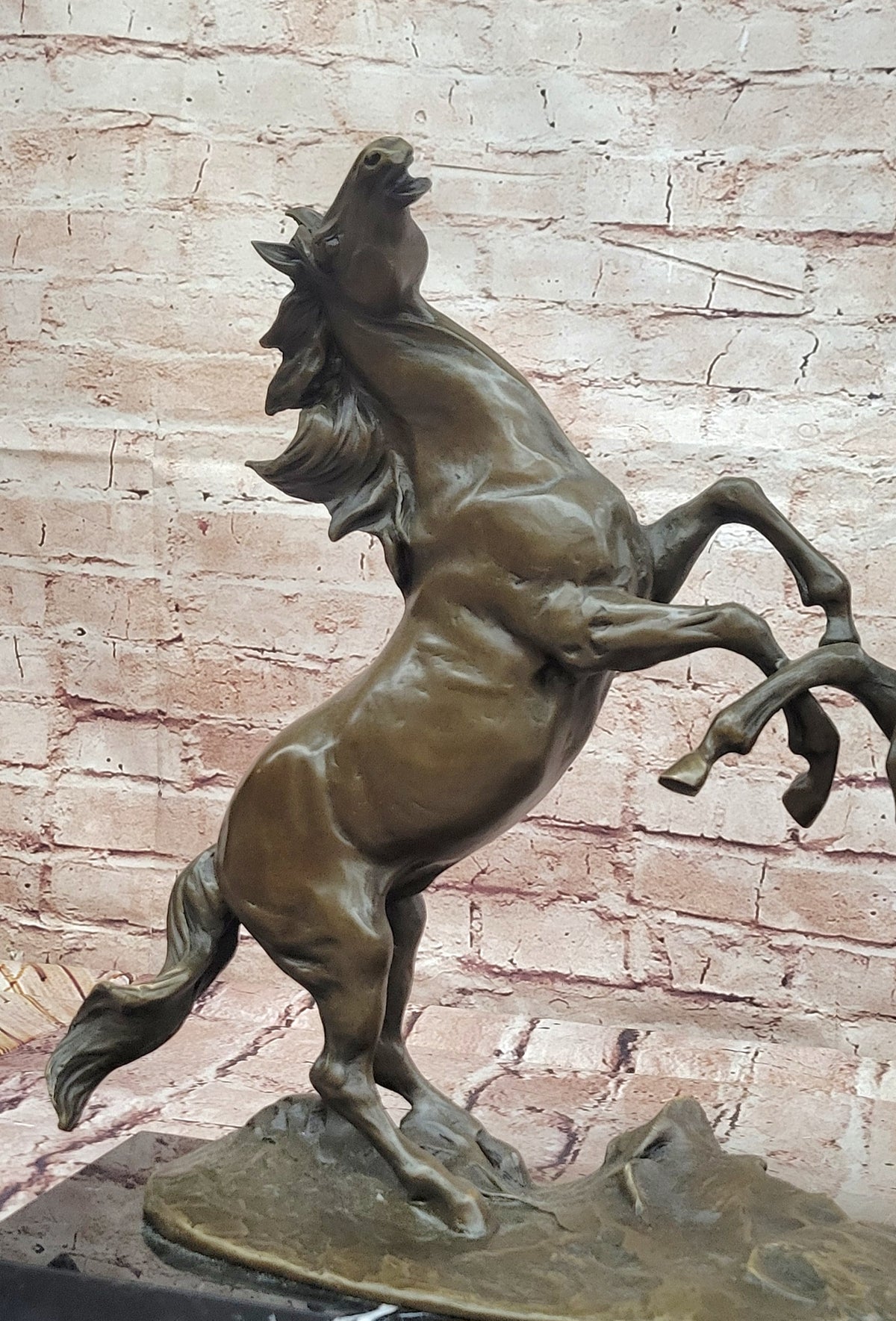 Milo Bronze Two Rearing Horses Sculpture Fighting Stallions Collectible