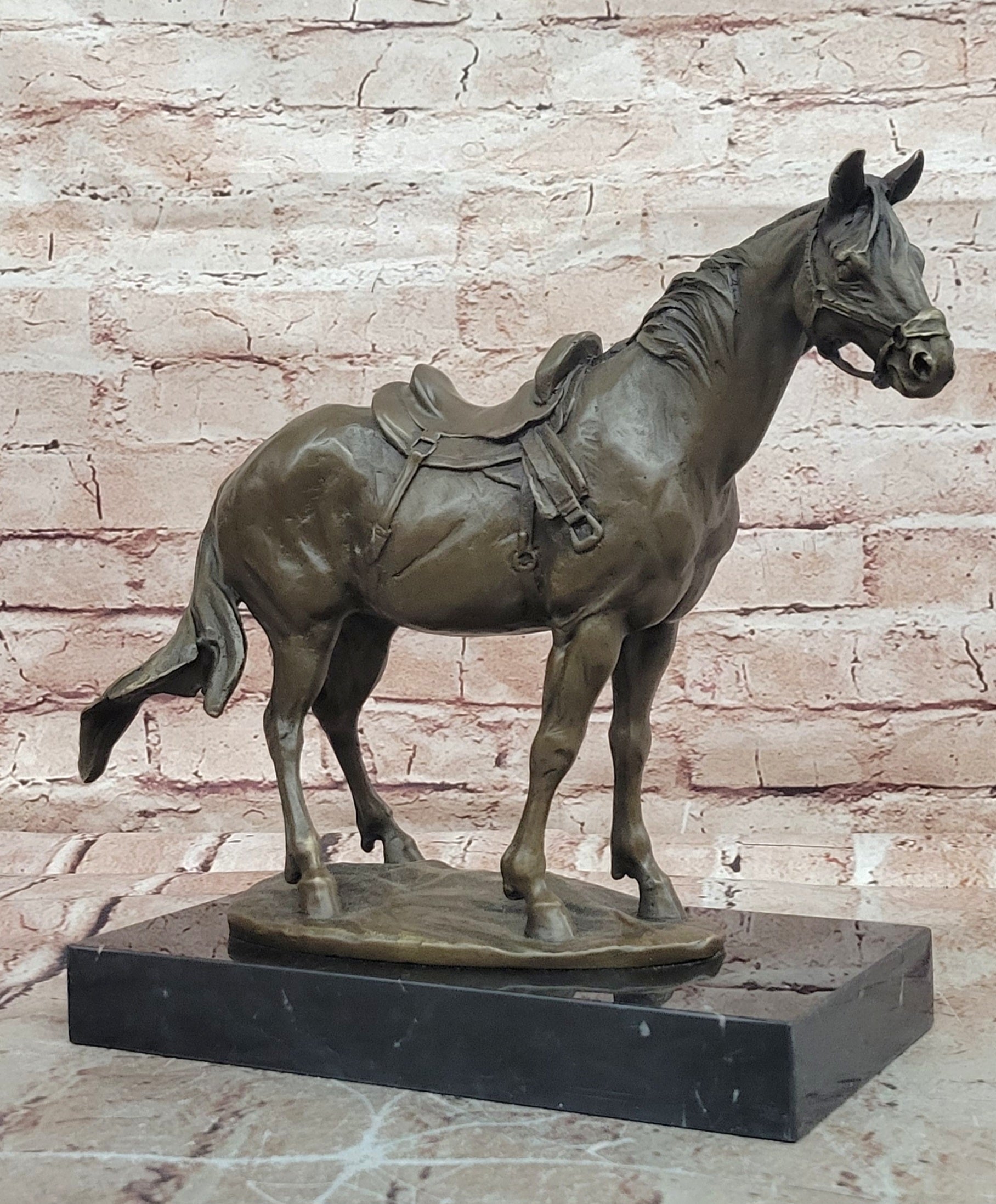 Signed Milo Bronze Horse Sculpture Marble Base Fine Art Collectible Decor
