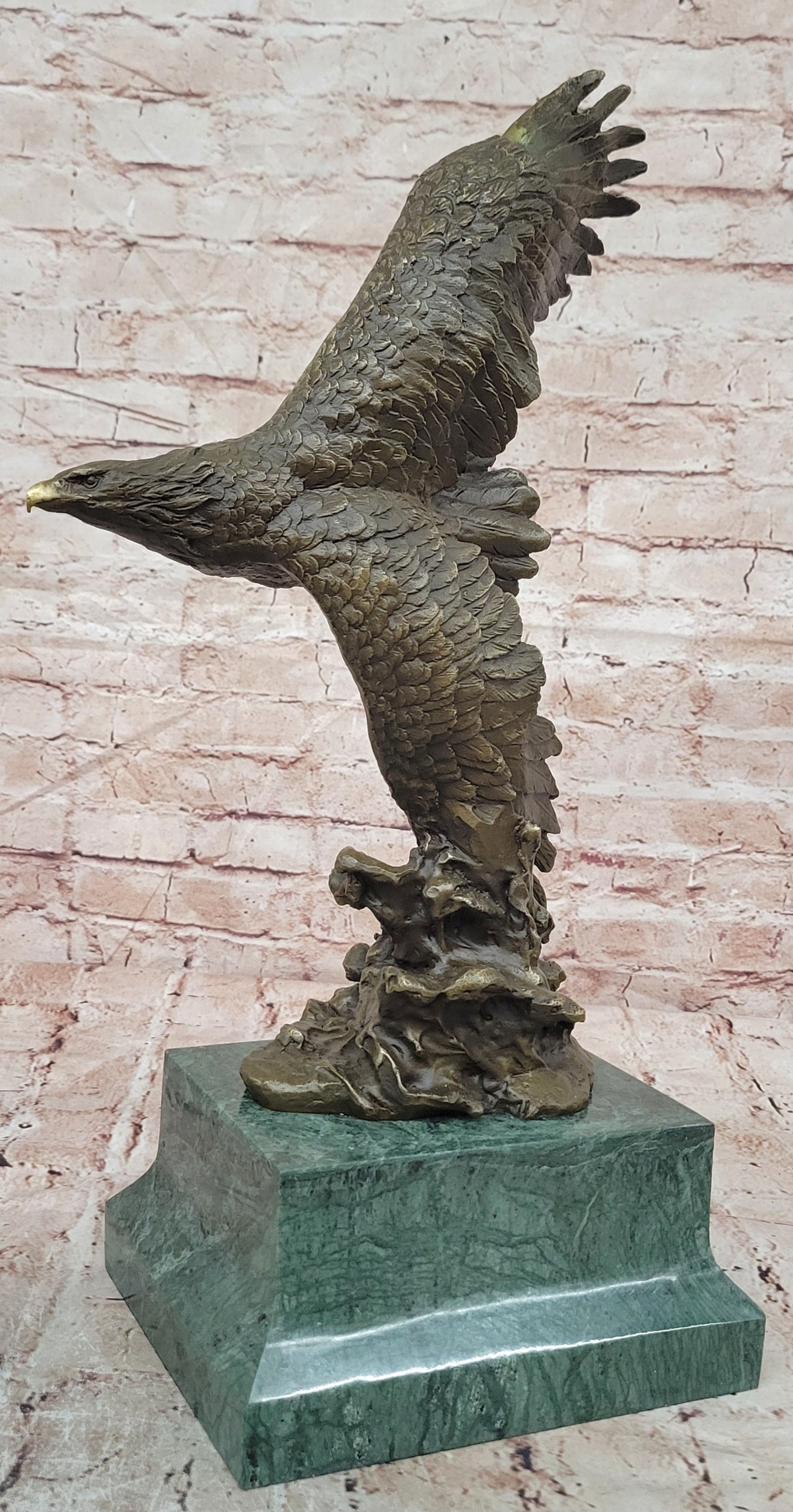 Bronze Sculpture Figure Signed Original Art Deco By Milo Large Eagle Statue