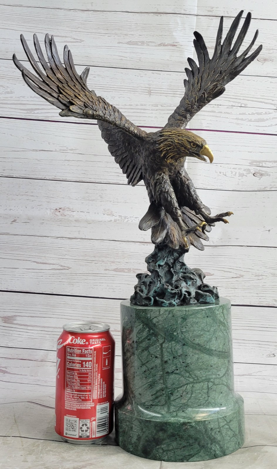 Signed Extra Large American Eagle Wild Life Bronze Sculpture San Diego Zoo Decor