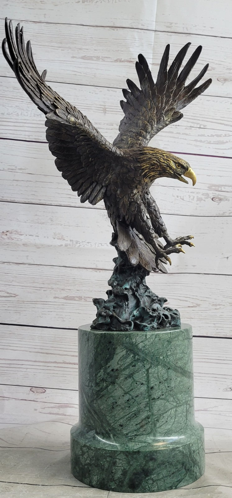 Signed Extra Large American Eagle Wild Life Bronze Sculpture San Diego Zoo Decor