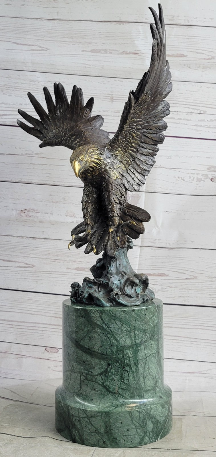 Signed Extra Large American Eagle Wild Life Bronze Sculpture San Diego Zoo Decor