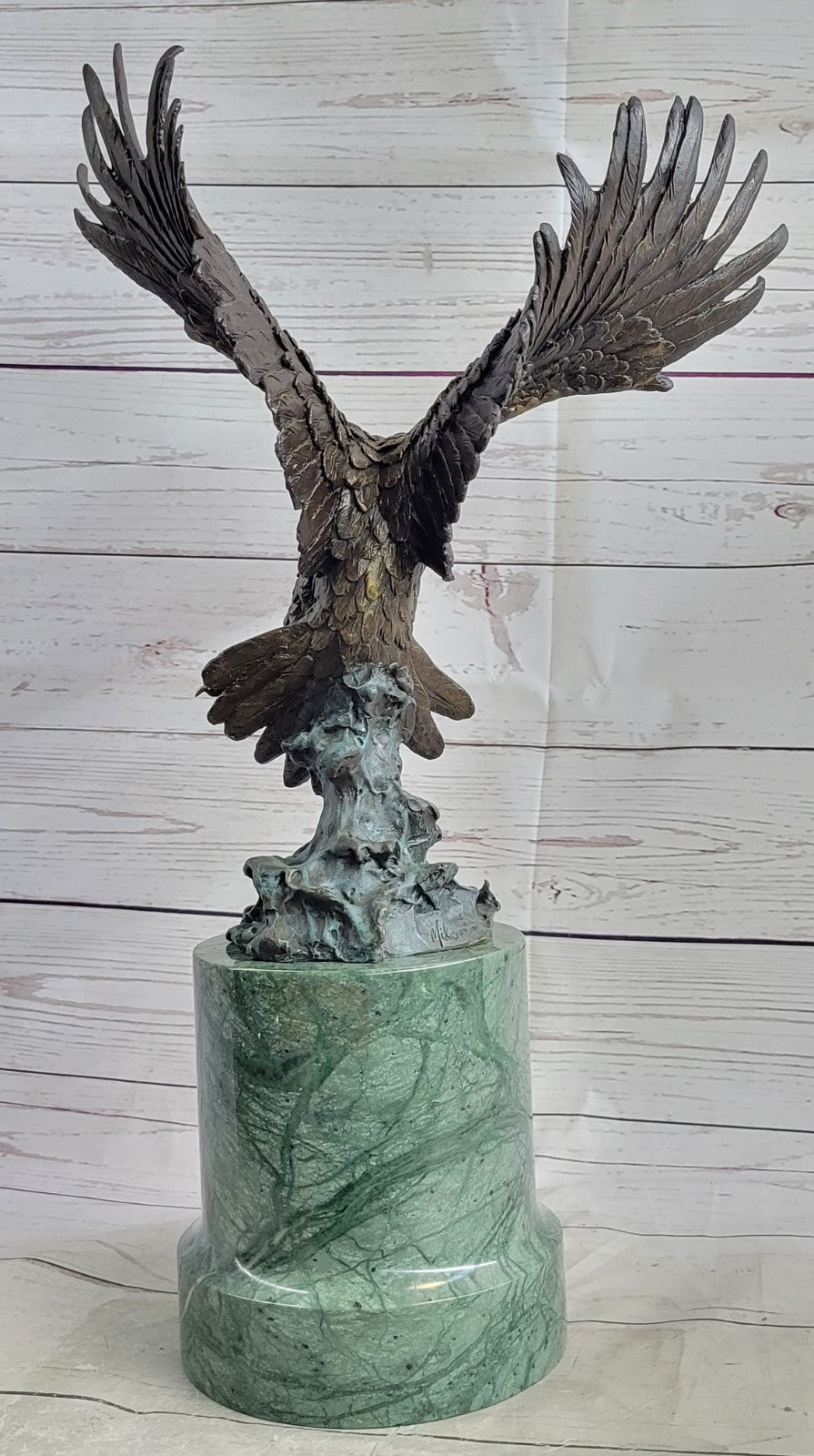 Signed Extra Large American Eagle Wild Life Bronze Sculpture San Diego Zoo Decor