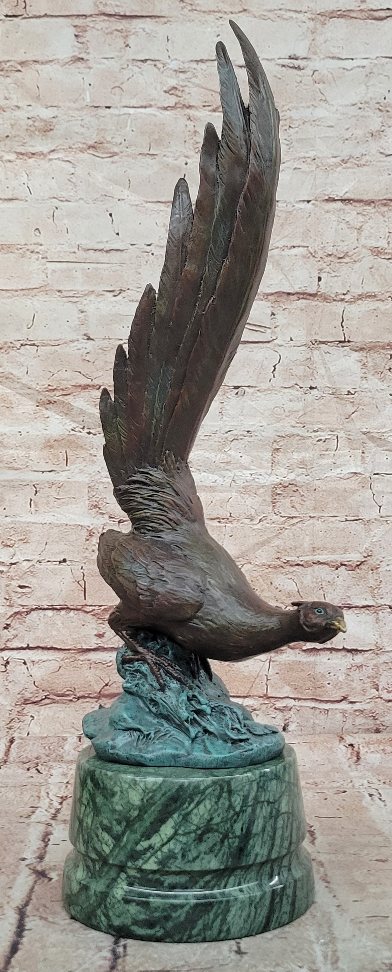 Bronze Golden Dawn Pheasant Sculpture Signed Milo Freedom Bird Statue Art