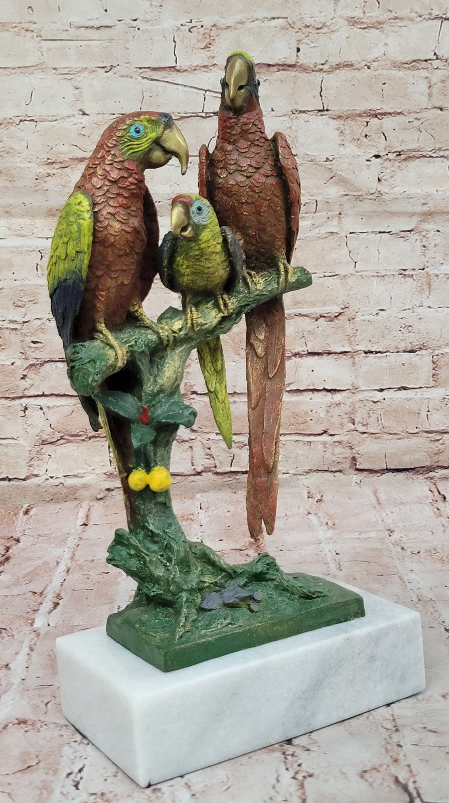 Bronze Sculpture Signed Original Milo 3 Parrot Parrots Bird Hand Made Figurine