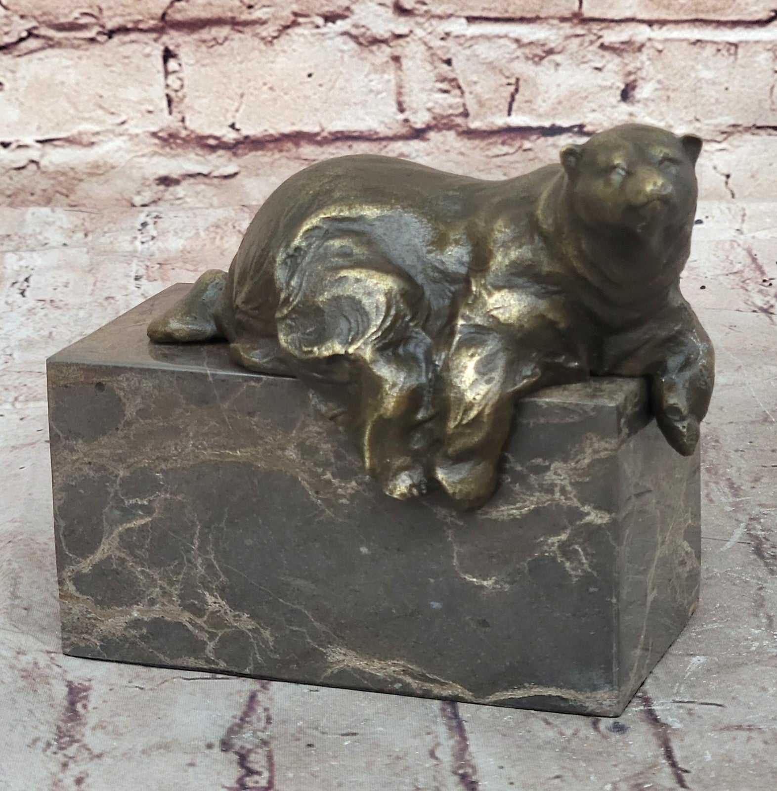 Lost Wax Method Polar Bear Bronze Sculpture Art Deco Statue Figurine Figure Sale