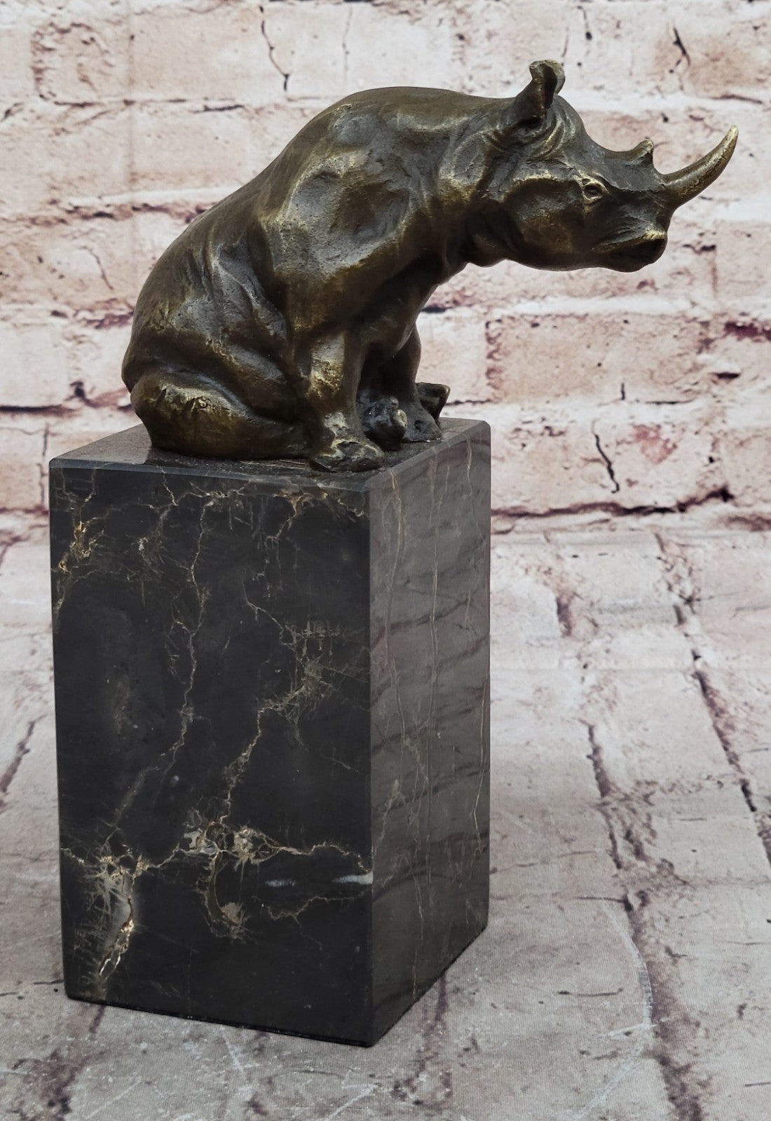 Rhino Rhinoceros Bull Bronze Sculpture Art Deco Style Signed Original Milo Sale