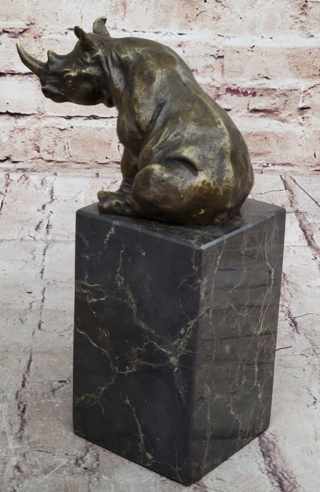 Rhino Rhinoceros Bull Bronze Sculpture Art Deco Style Signed Original Milo Sale