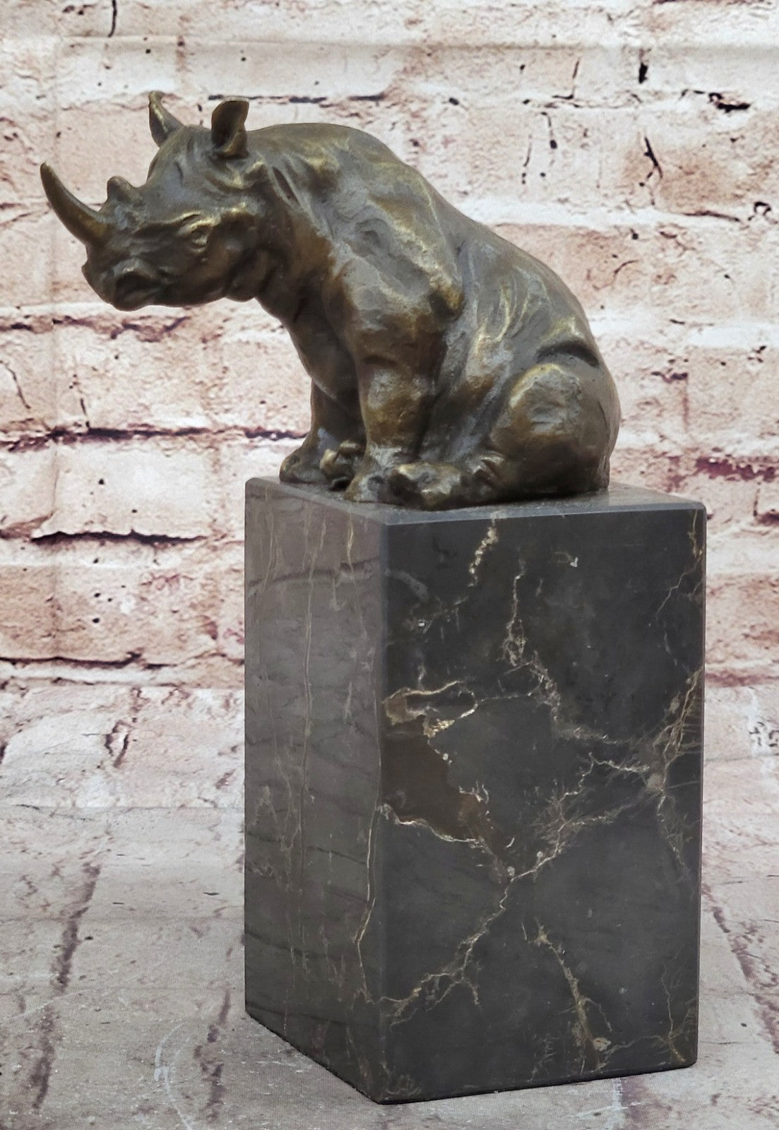 Rhino Rhinoceros Bull Bronze Sculpture Art Deco Style Signed Original Milo Sale