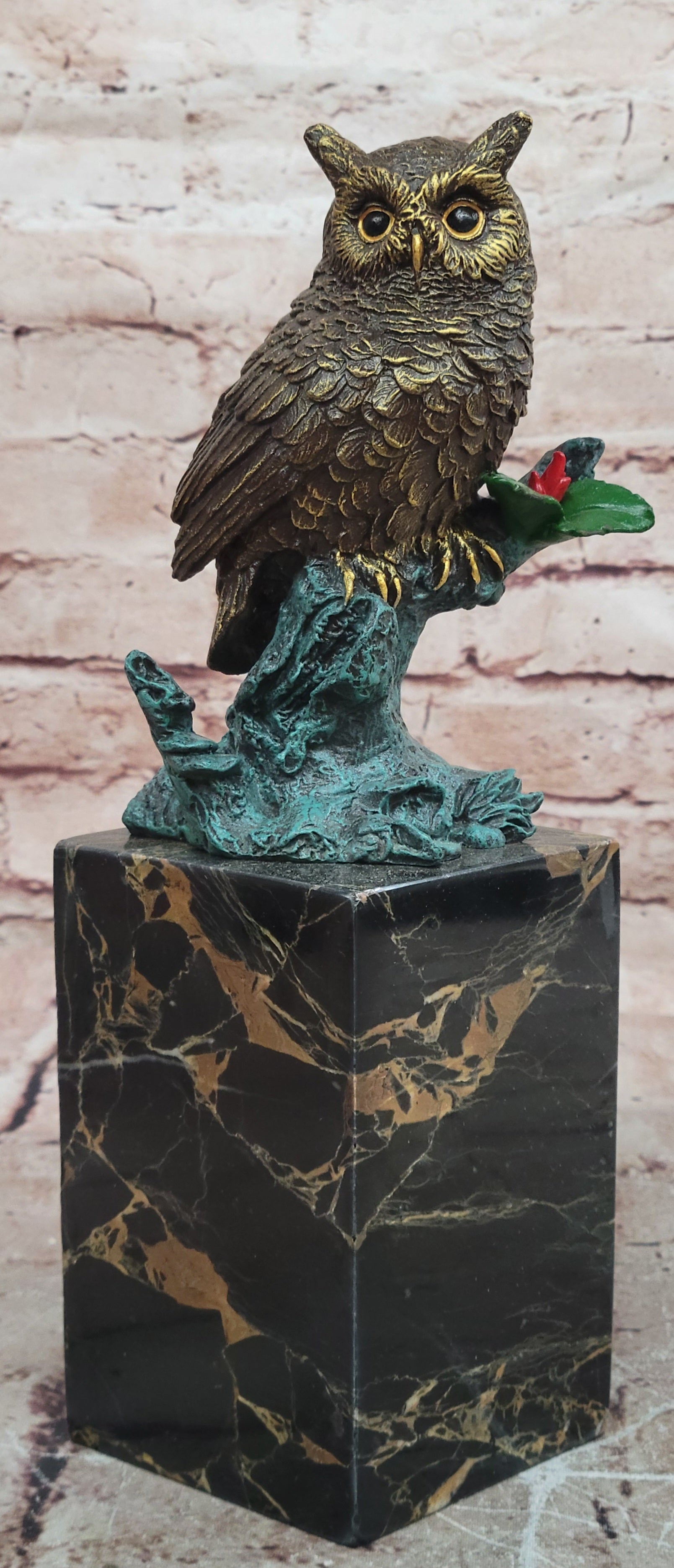 Handcrafted Milo Bronze Sitting Owl Sculpture Lost Wax Museum Quality