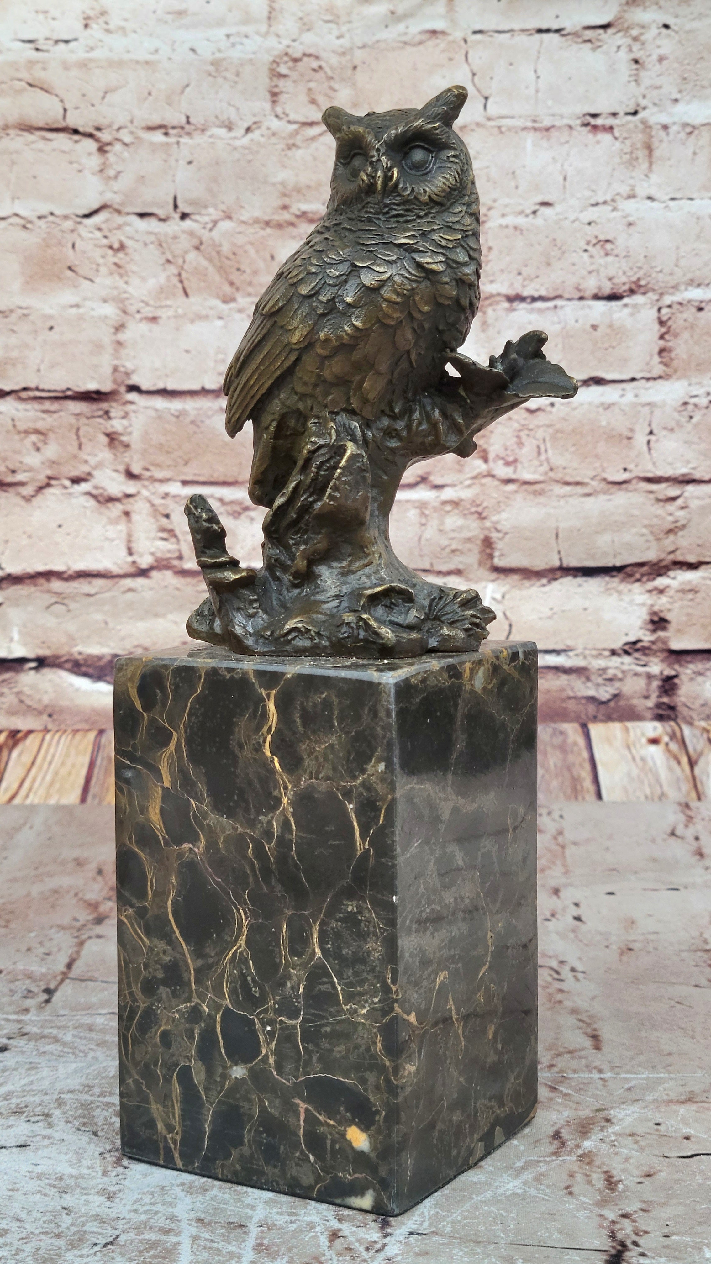 Hot Cast Indoor/Outdoor Garden Owl Bird Bronze Sculpture Statue Figurine Figure