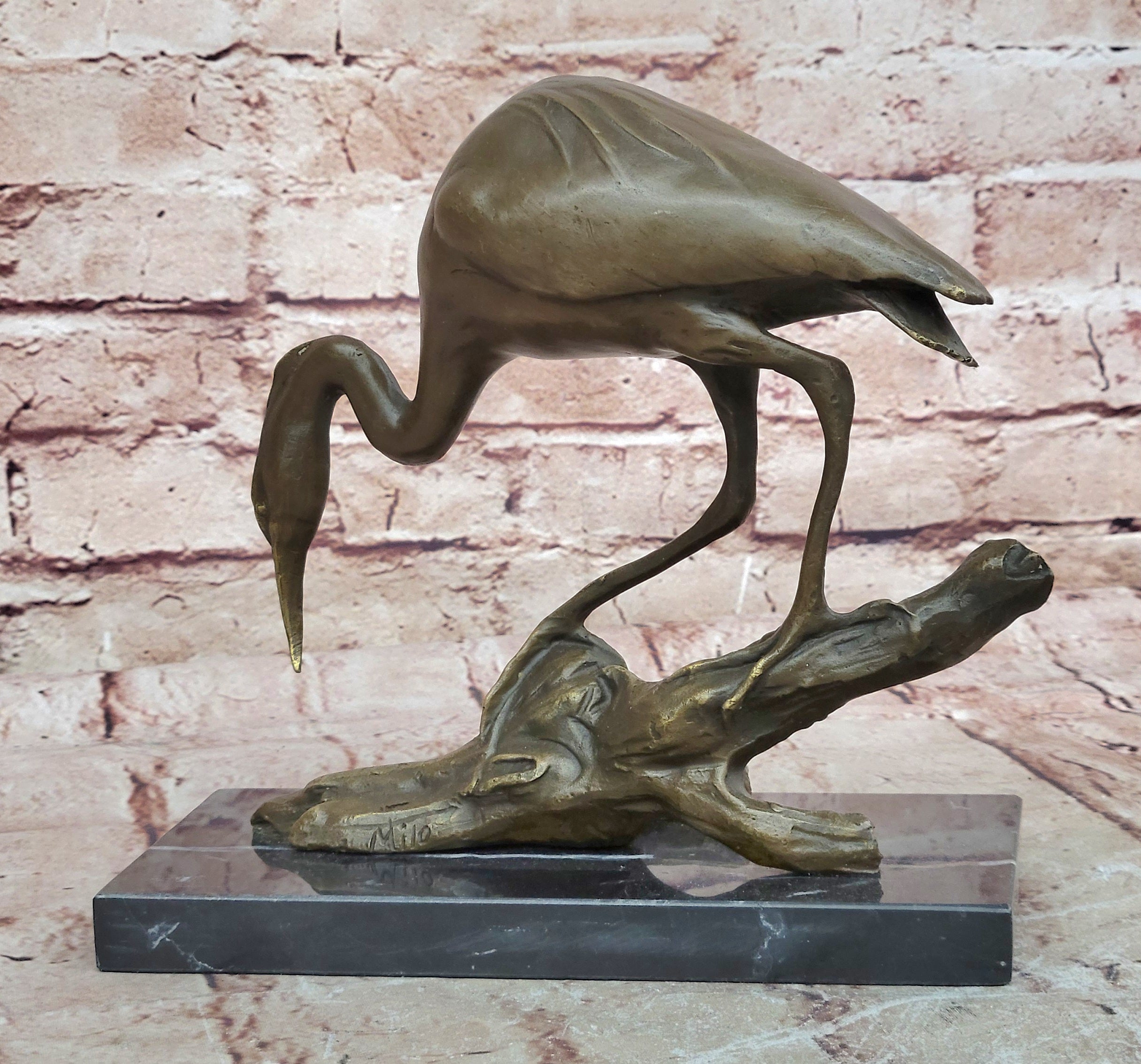 Hot Cast Art Deco Crane Marshland Bronze Sculpture Statue Cabin Decor Sale Decor