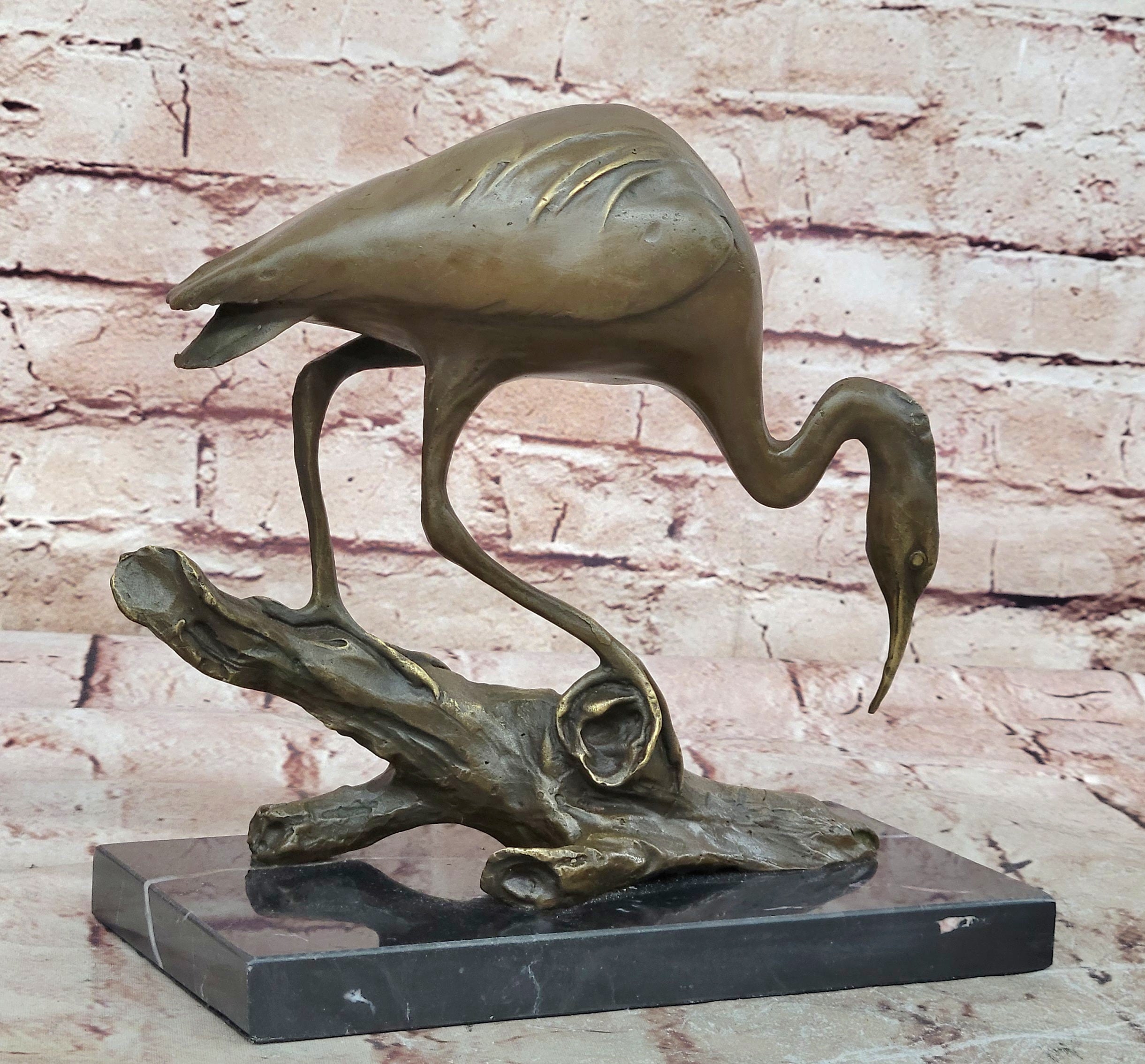 Hot Cast Art Deco Crane Marshland Bronze Sculpture Statue Cabin Decor Sale Decor