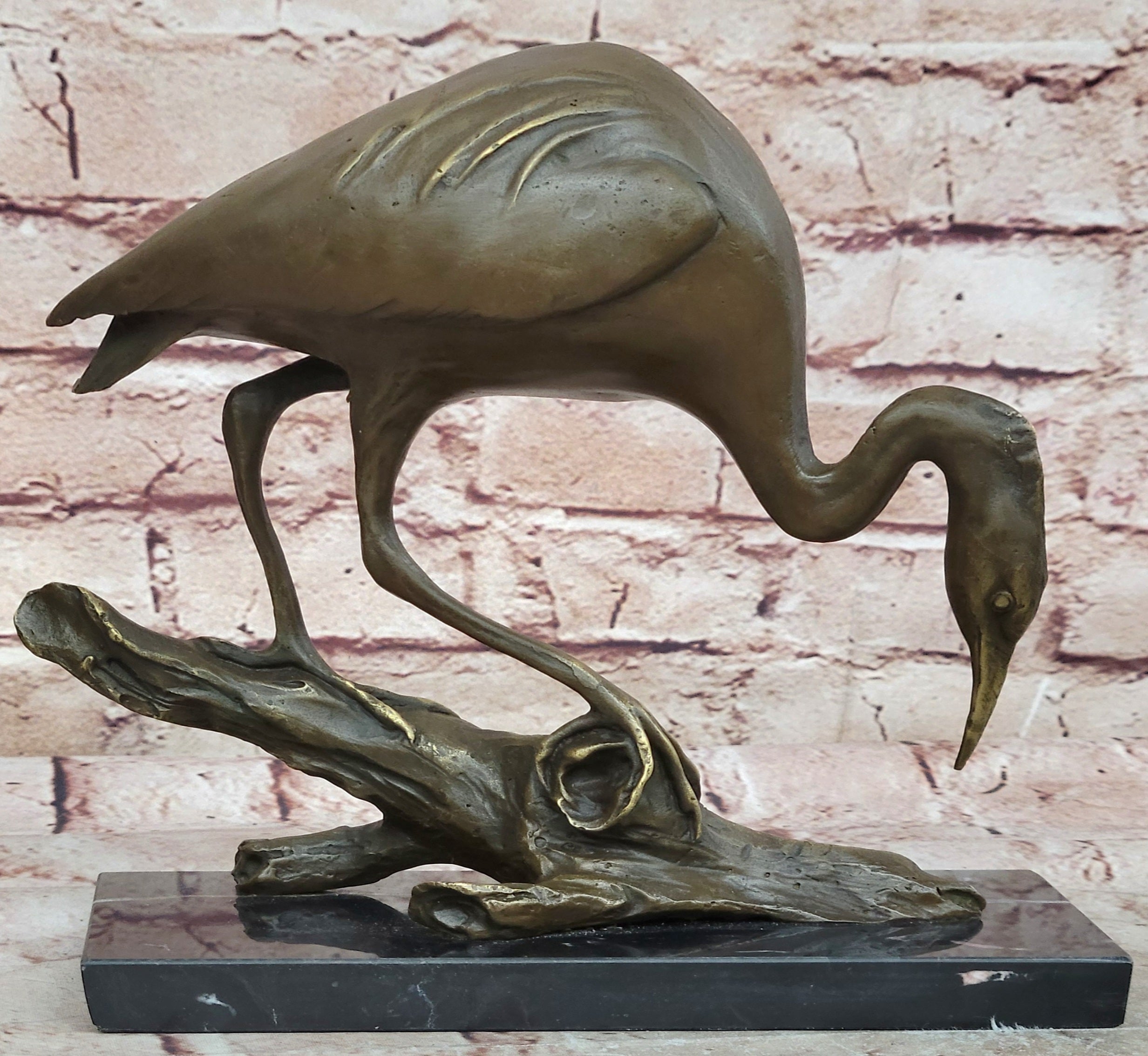 Hot Cast Art Deco Crane Marshland Bronze Sculpture Statue Cabin Decor Sale Decor