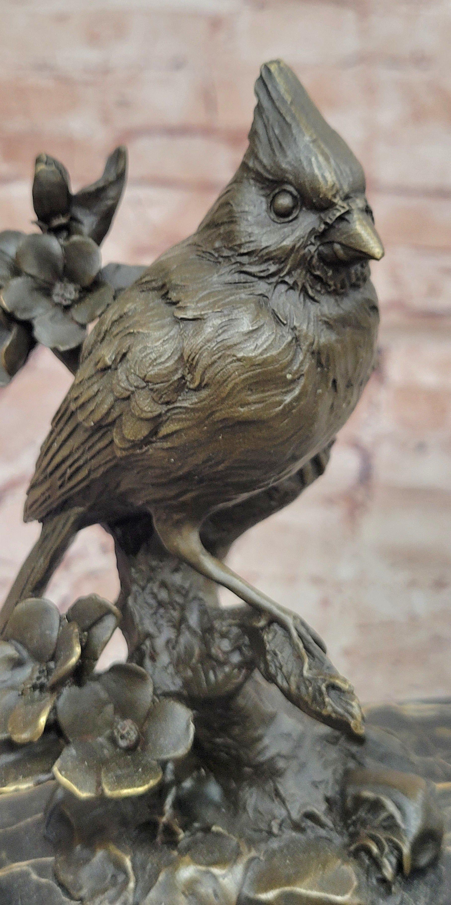 Museum Quality Bronze Bird Figurine Cardinal Pigeon Collectible Artwork