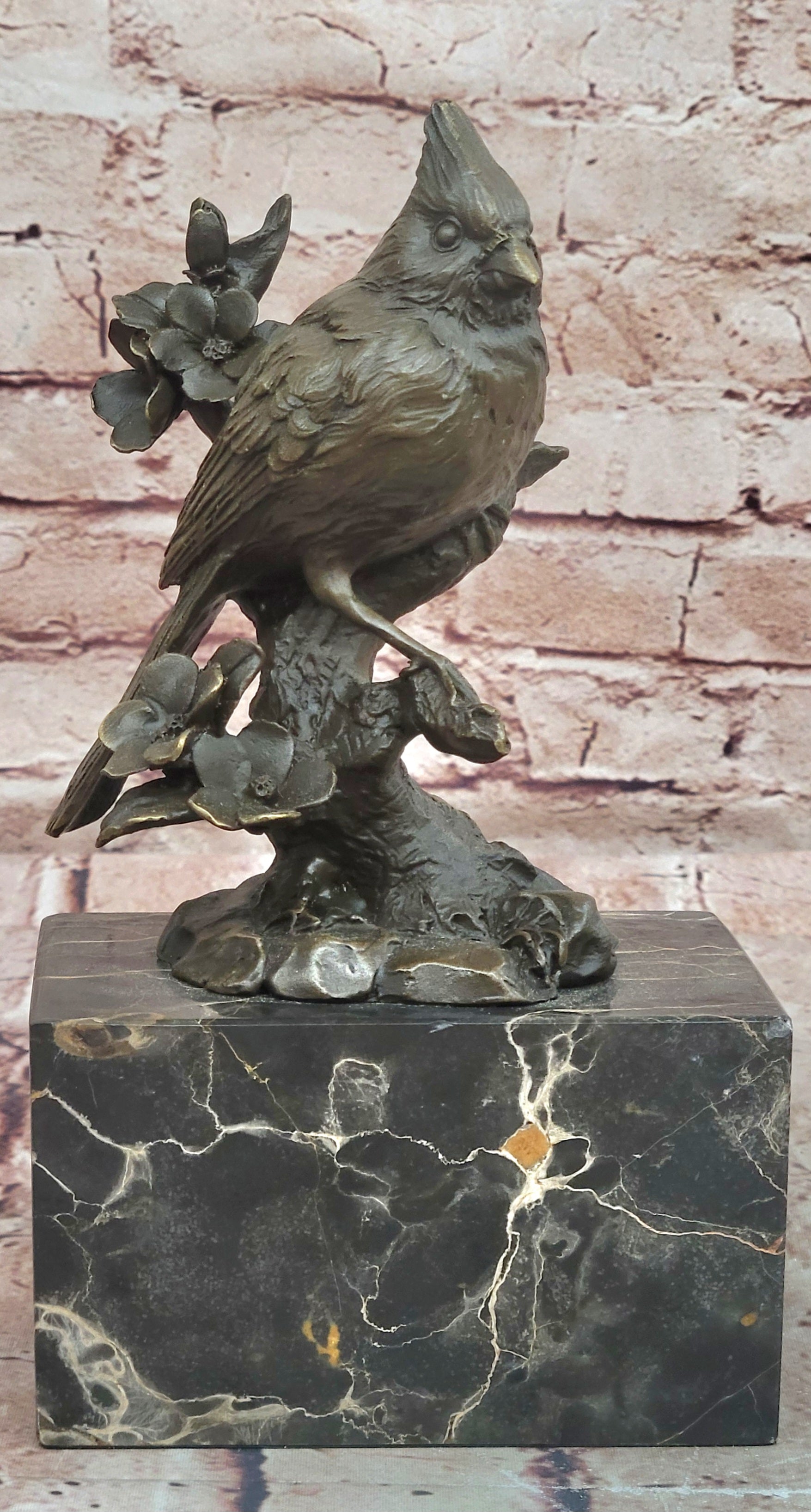 Museum Quality Bronze Bird Figurine Cardinal Pigeon Collectible Artwork
