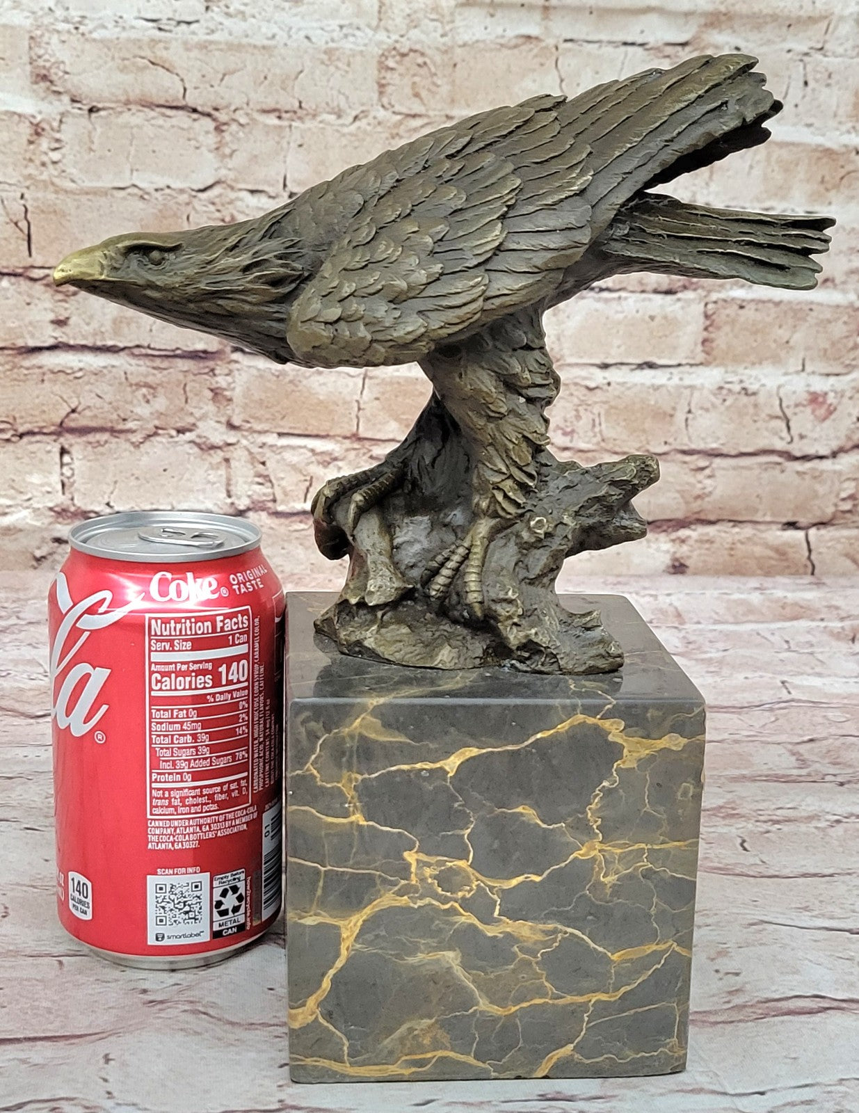 Bronze Sculpture Hand Made Bald Eagle Falcon Wildlife Statue Figure Sale